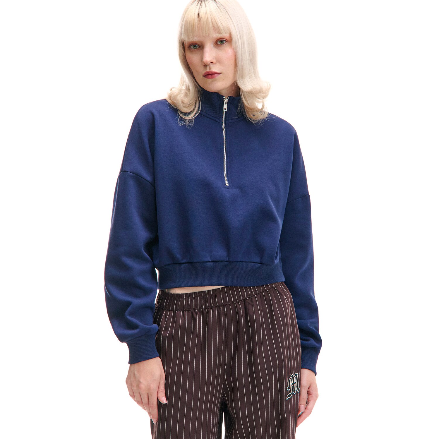 Cropp - Суитшър с яка мандарин - тъмносин