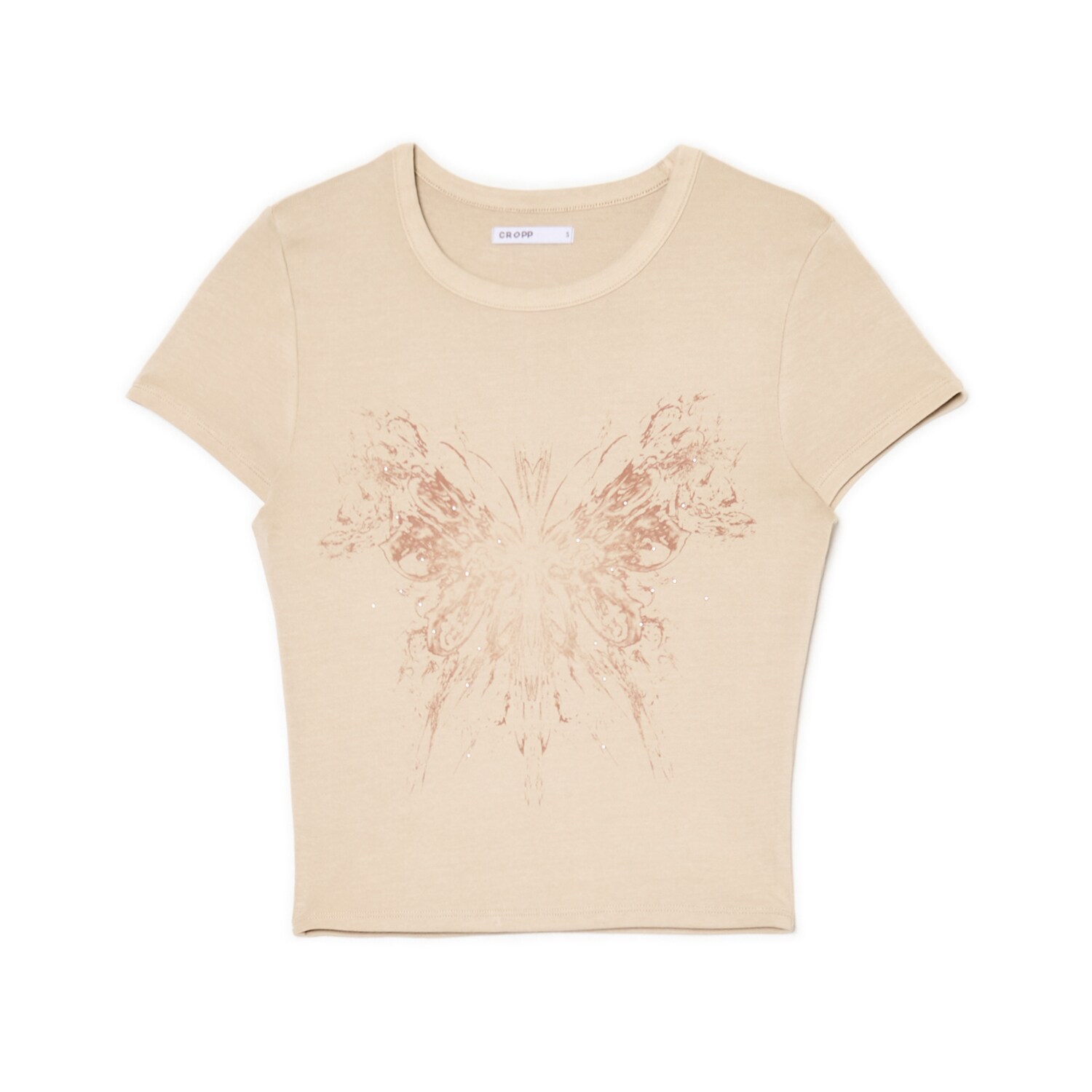 Cropp - Тениска с принт - бежово