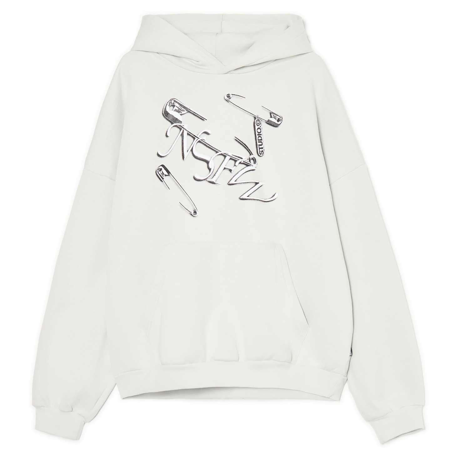 Cropp - Суитшърт с качулка и принт - Светло сиво