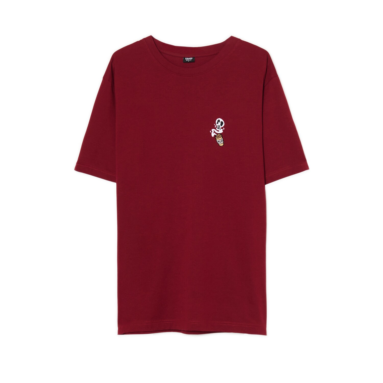 Cropp - Тениска с бродерия - кестеняв