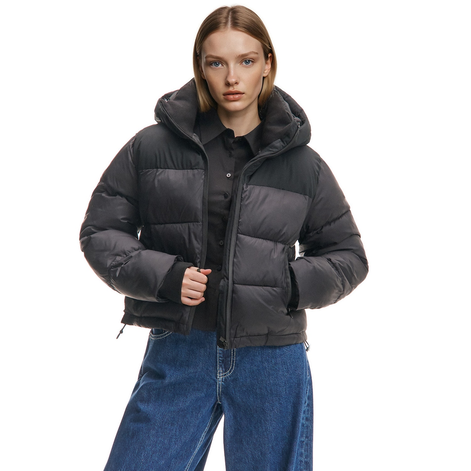 Cropp - Капитонирано яке puffer с качулка - черeн