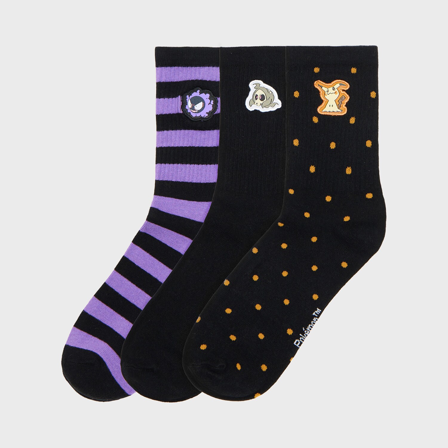 Cropp - 3 чифта чорапи Pokémon Gastly, Duskull, Mimikyu - черeн