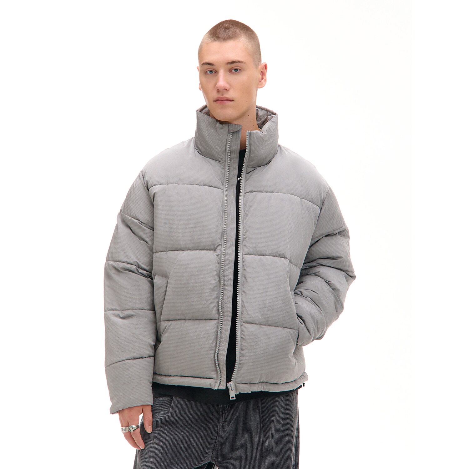 Cropp - Яке с висока яка - Светло сиво