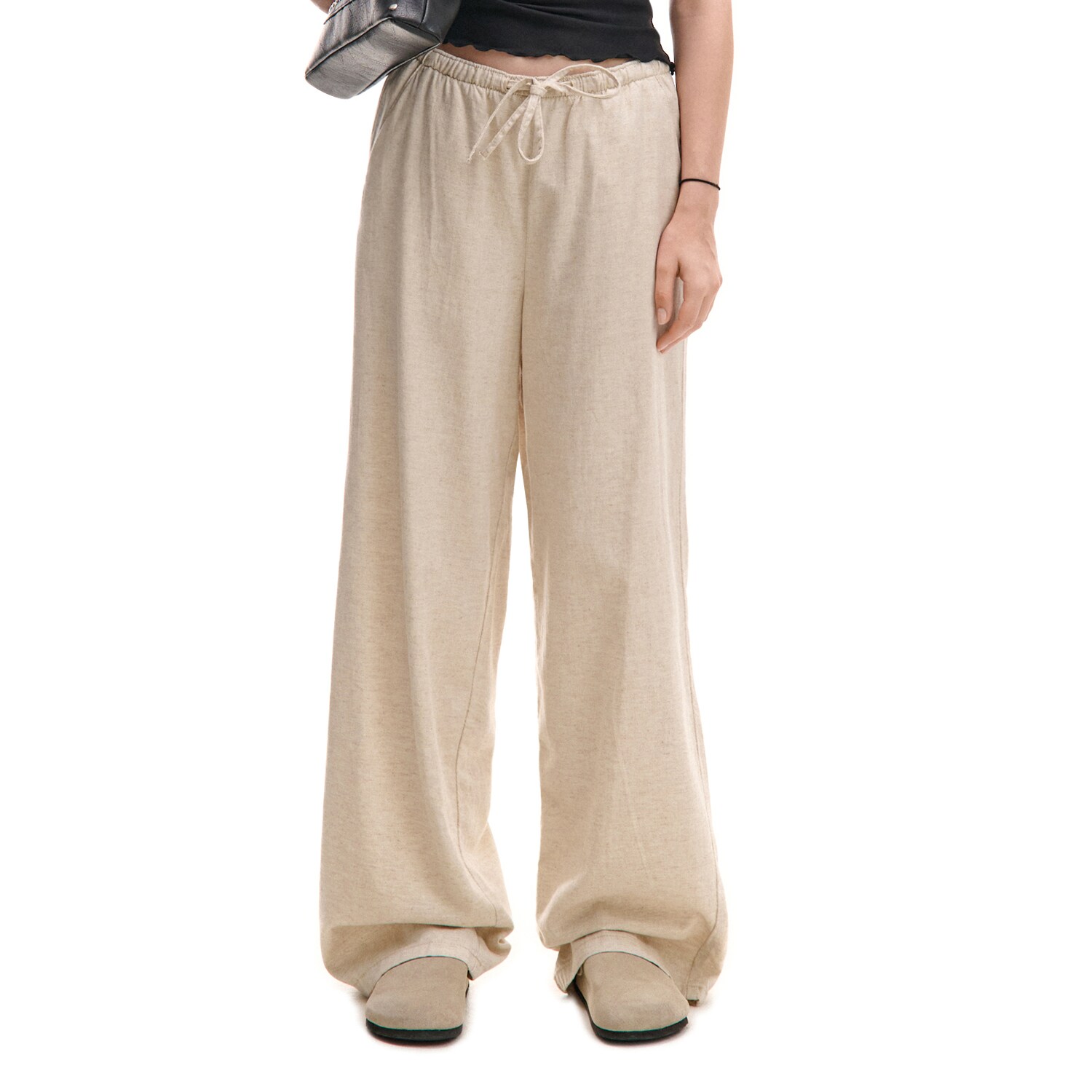 Cropp - Панталони с широк крачол - бежово