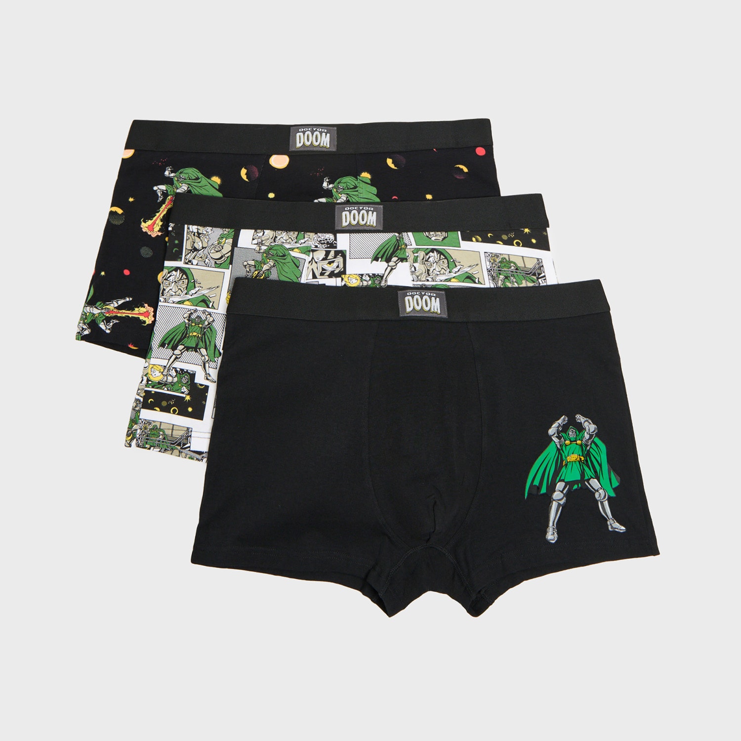 Cropp - 3 броя боксерки с принт Doctor Doom - черeн