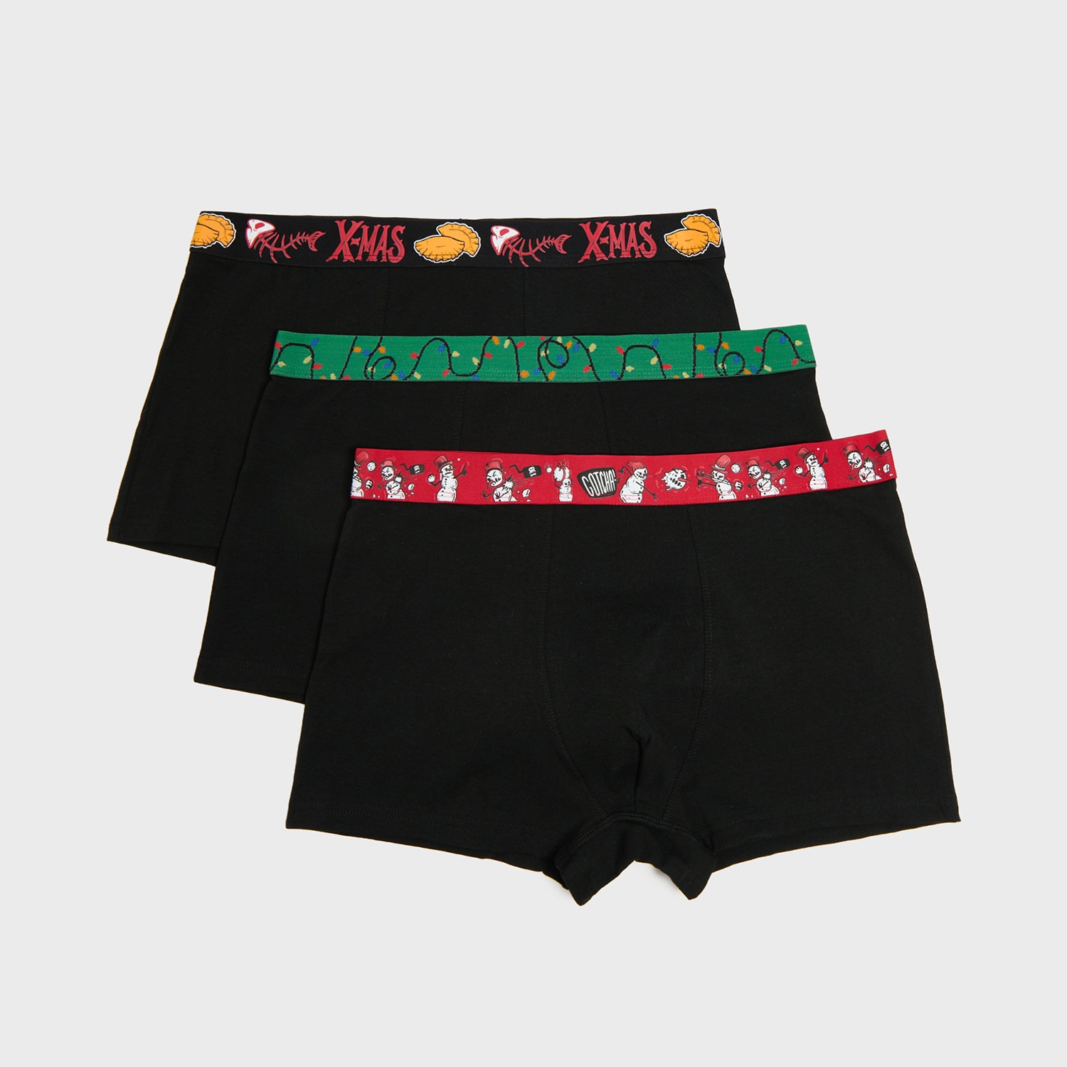 Cropp - 3 чифта коледни боксерки - черeн