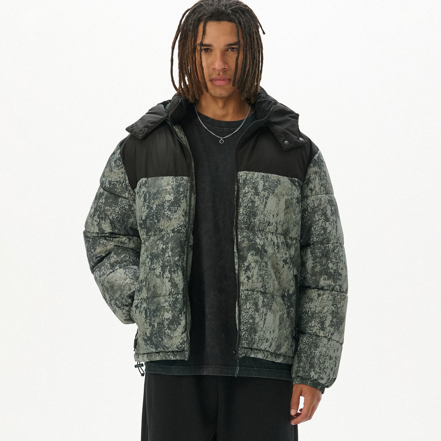 Cropp - Капитонирано яке puffer с качулка - зeлeн