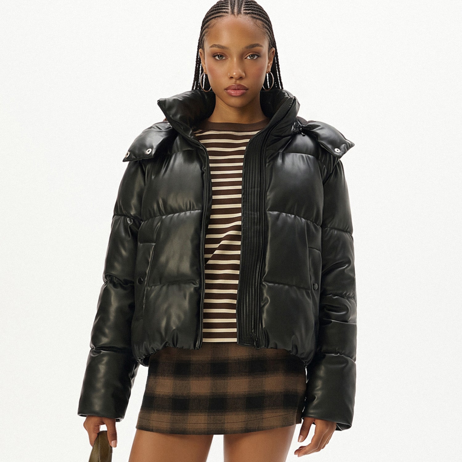 Cropp - Faux leather jacket - черeн