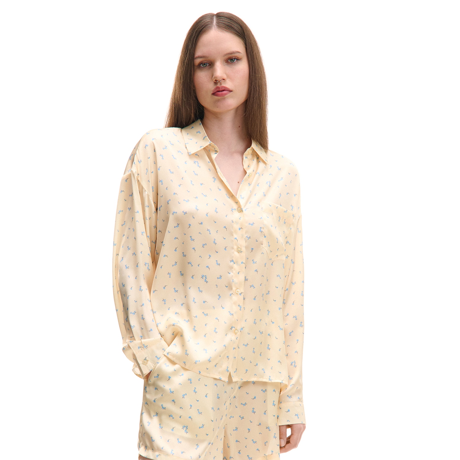 Cropp - Флорална риза - светложълто