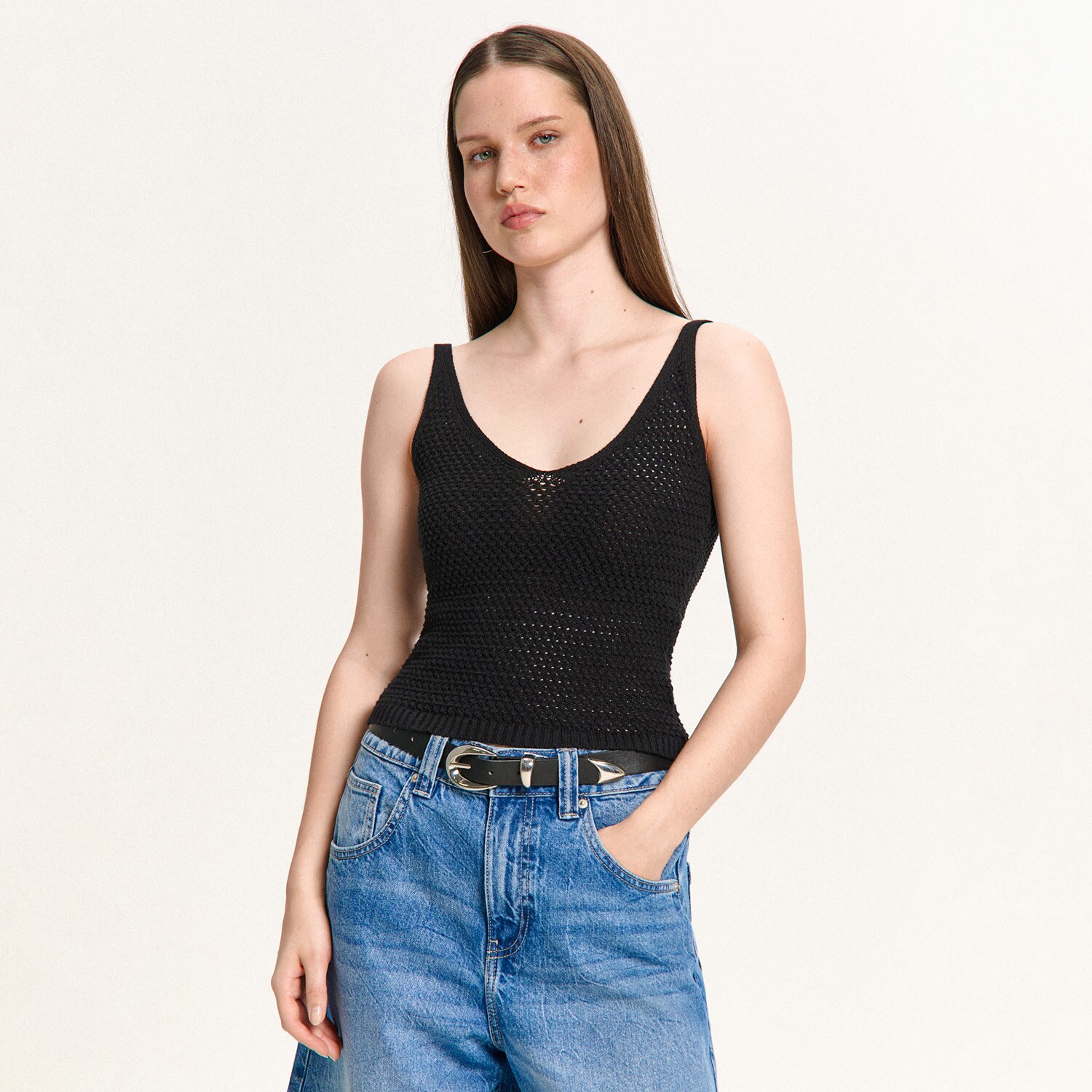 Cropp - LADIES` BLOUSE - черeн