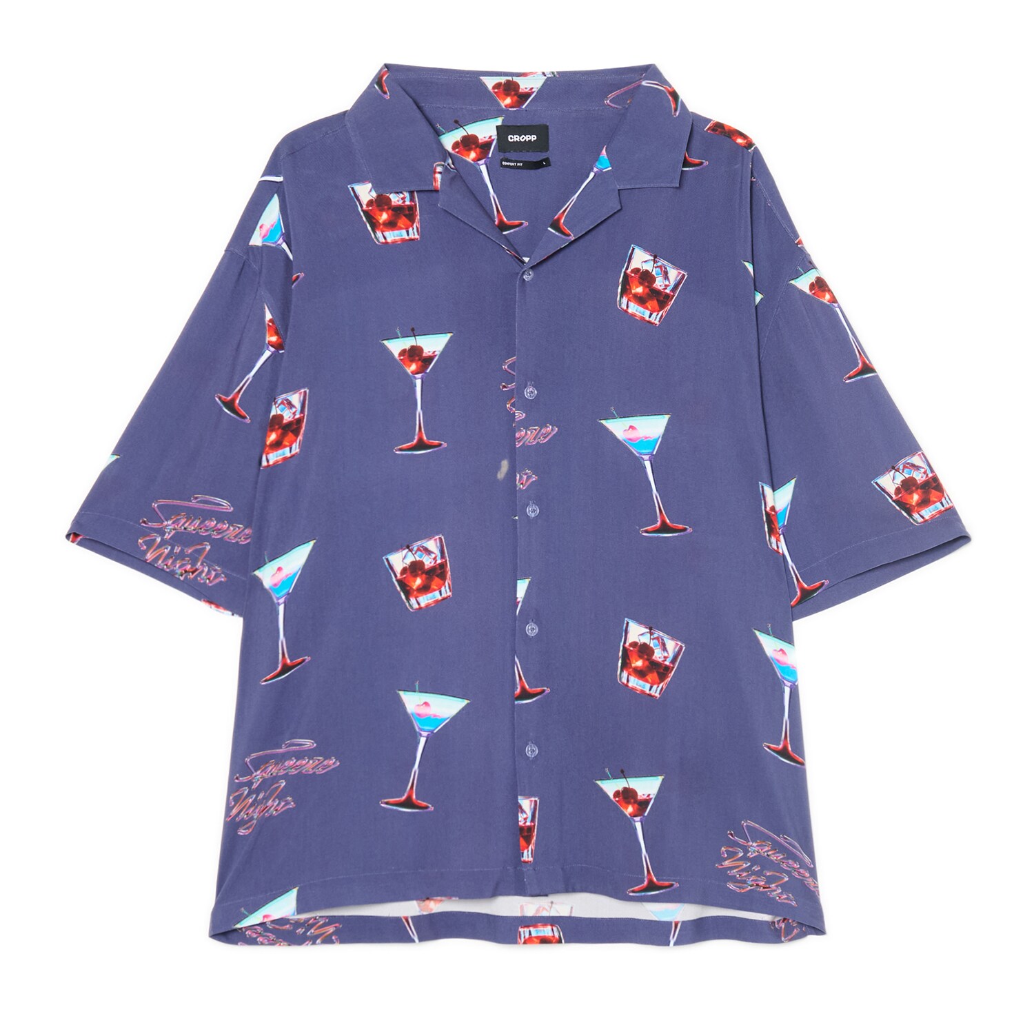 Cropp - Риза с цялостен принт - нави