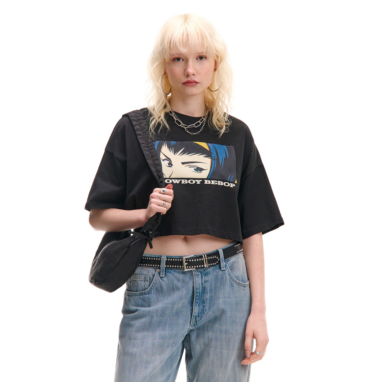Cropp - Черна тениска с принт Cowboy Bebop - черeн