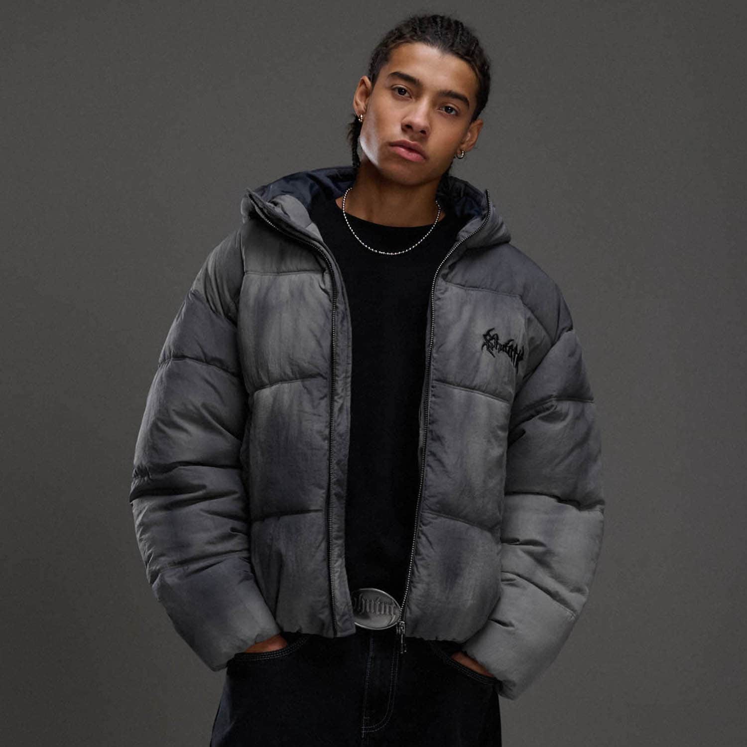 Cropp - Яке puffer с качулка - тъмносиво