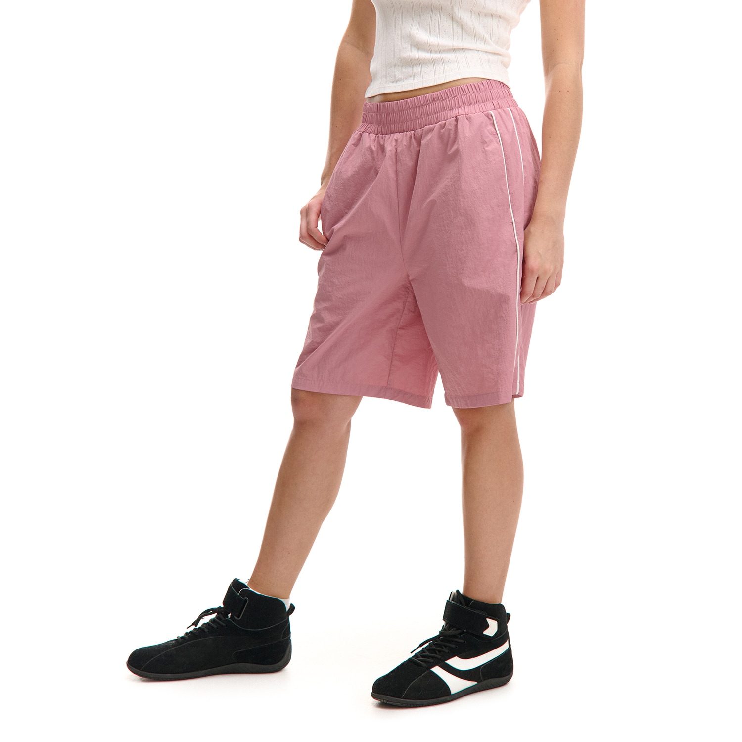 Cropp - Къси панталони с висока талия - пепел от рози