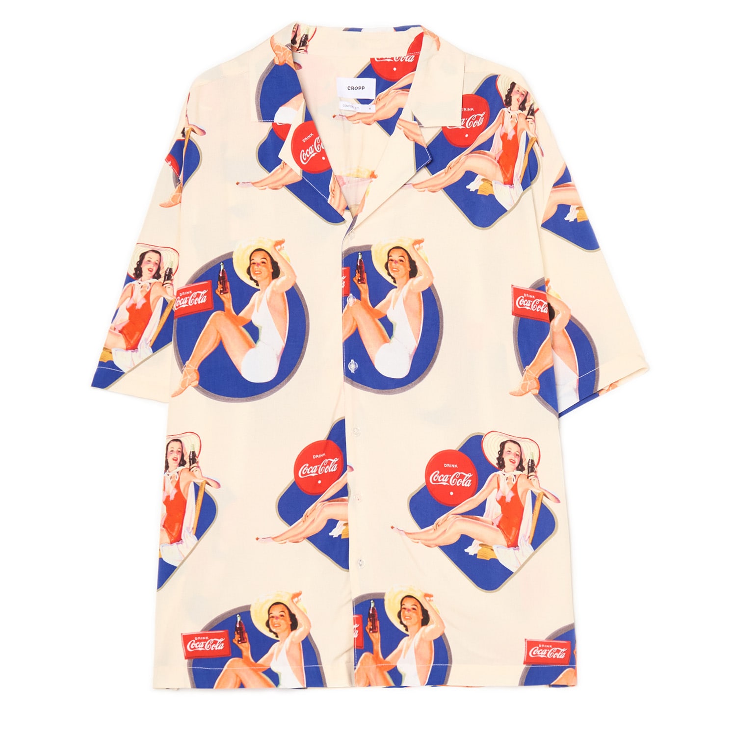 Cropp - Риза с цялостен принт - кремаво