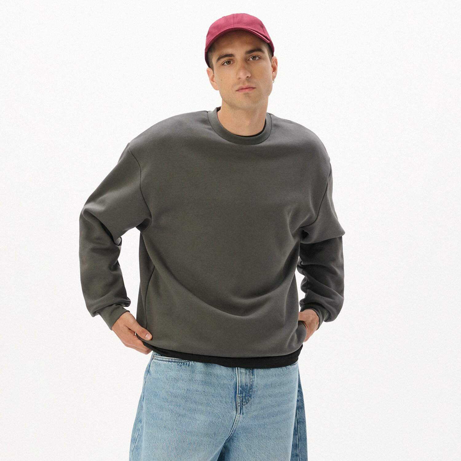 Cropp - Суитшър basic - тъмносиво