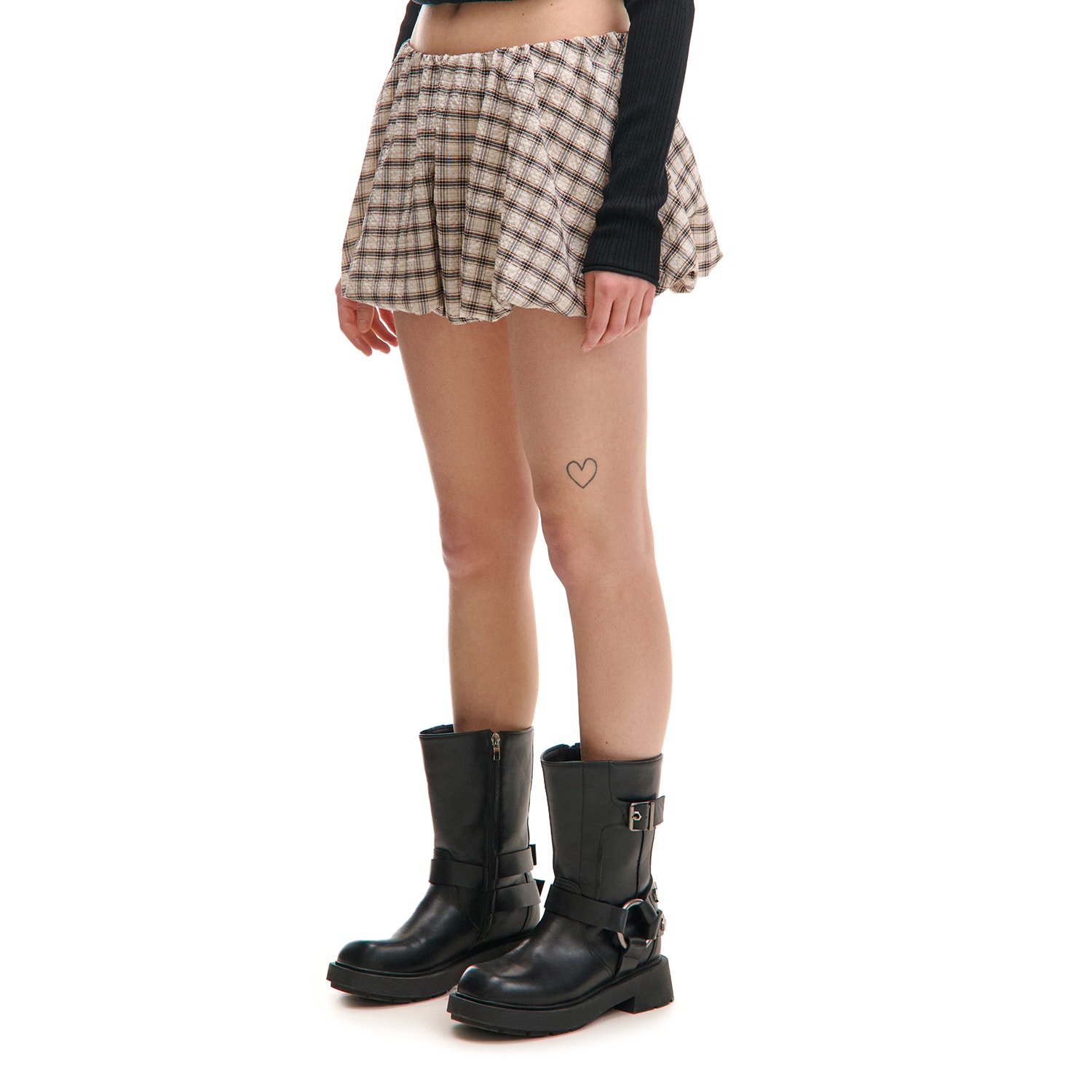 Cropp - Карирана мини пола - средно сиво