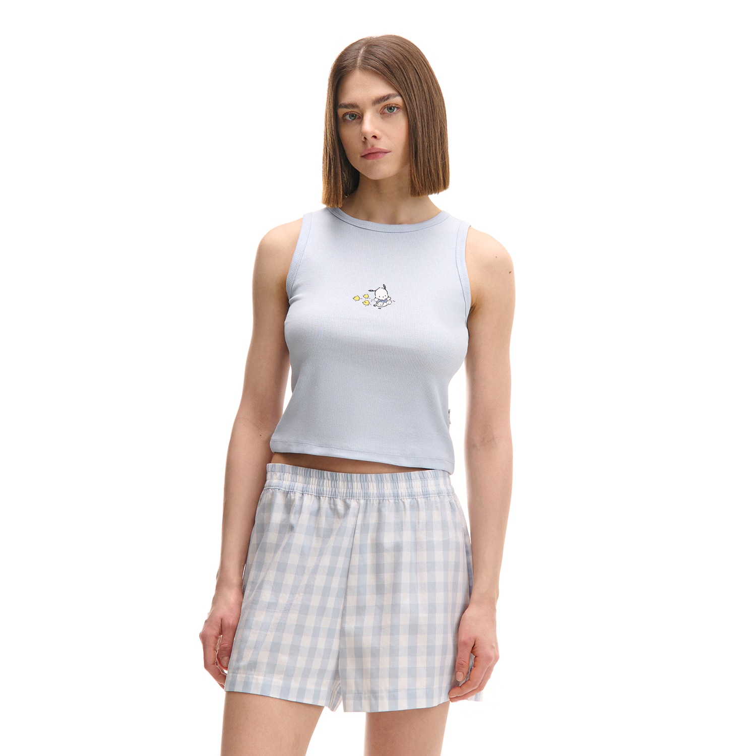 Cropp - Пижама от две части с принт Pochacco - бледосиньо