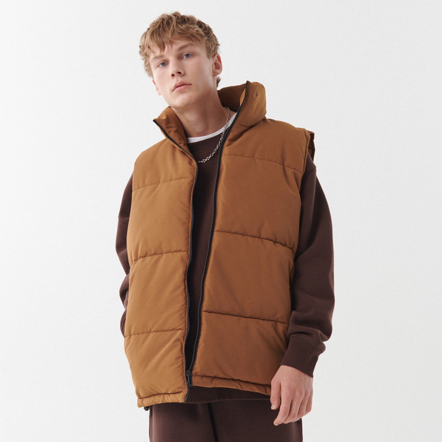 Cropp - Спортен капитониран елек - златистокафяво