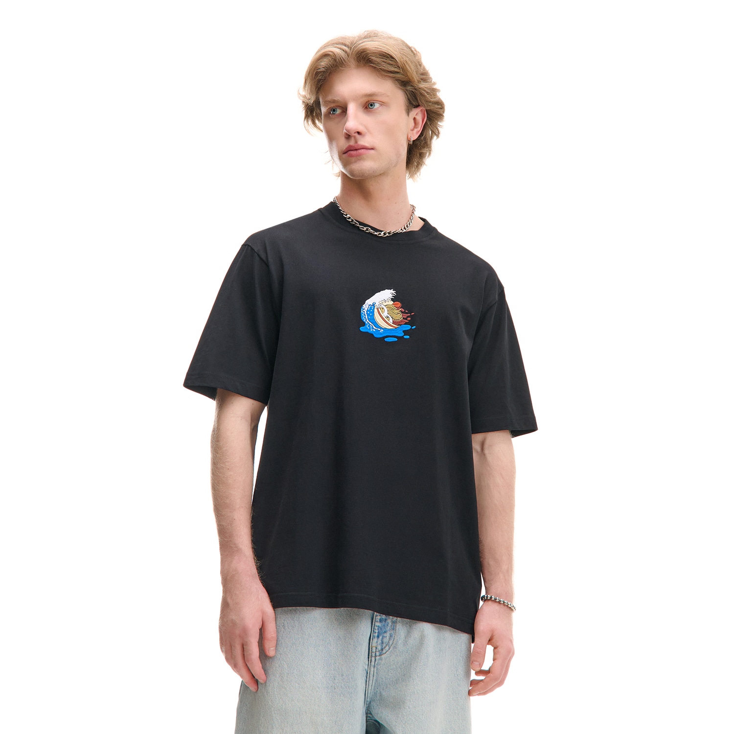 Cropp - Тениска с принт - черeн