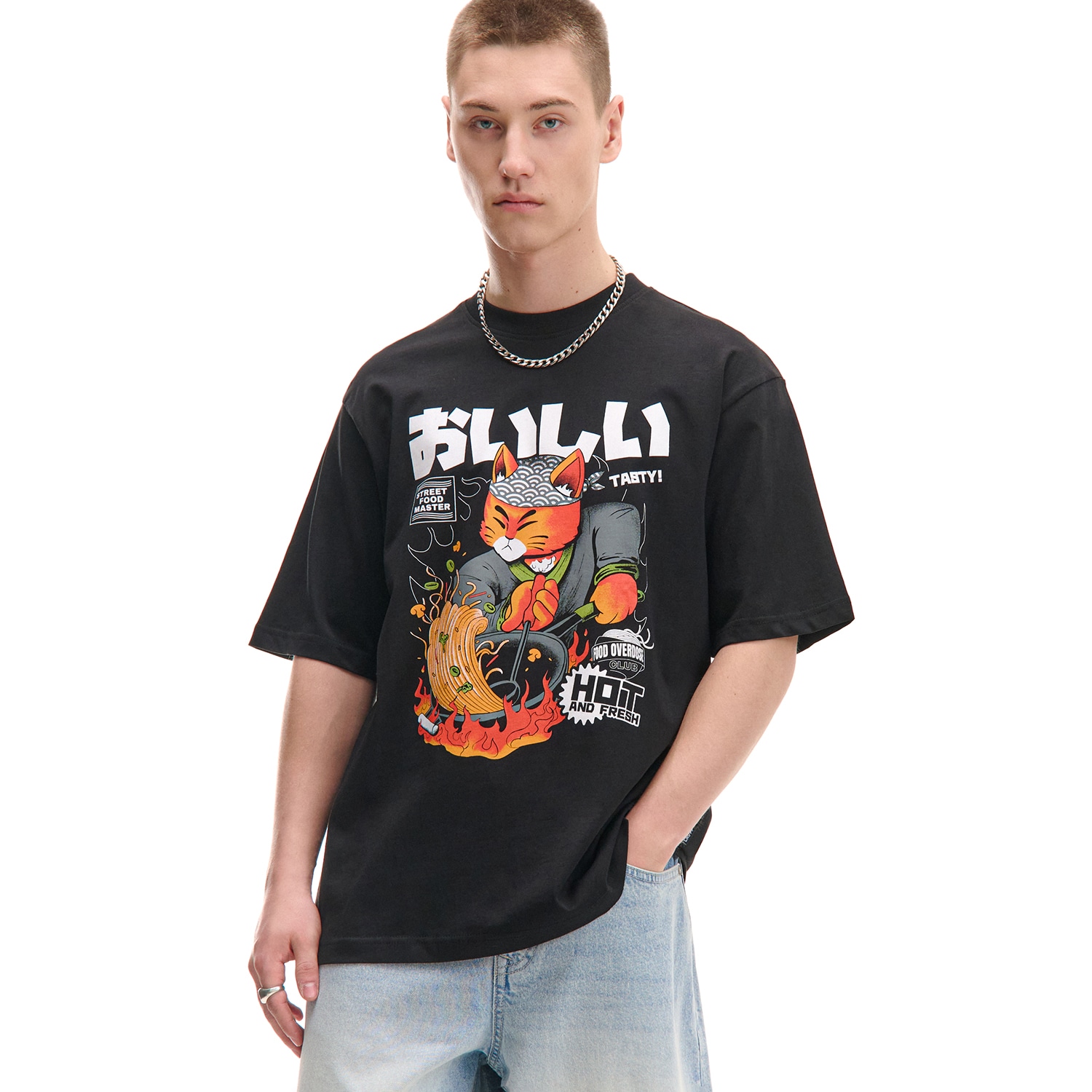 Cropp - Черна тениска с принт - черeн