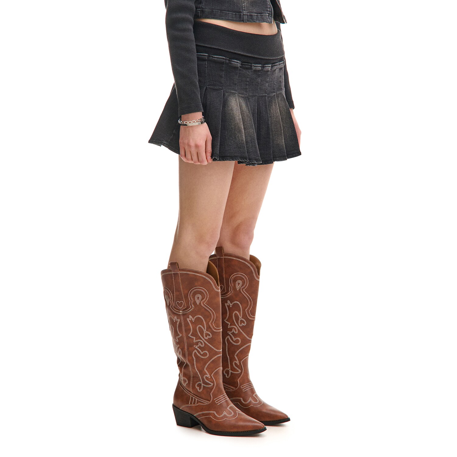 Cropp - Плисирана пола - черeн