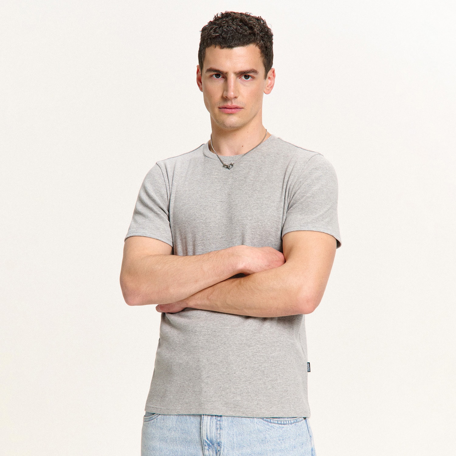 Cropp - MEN`S T-SHIRT - Светло сиво