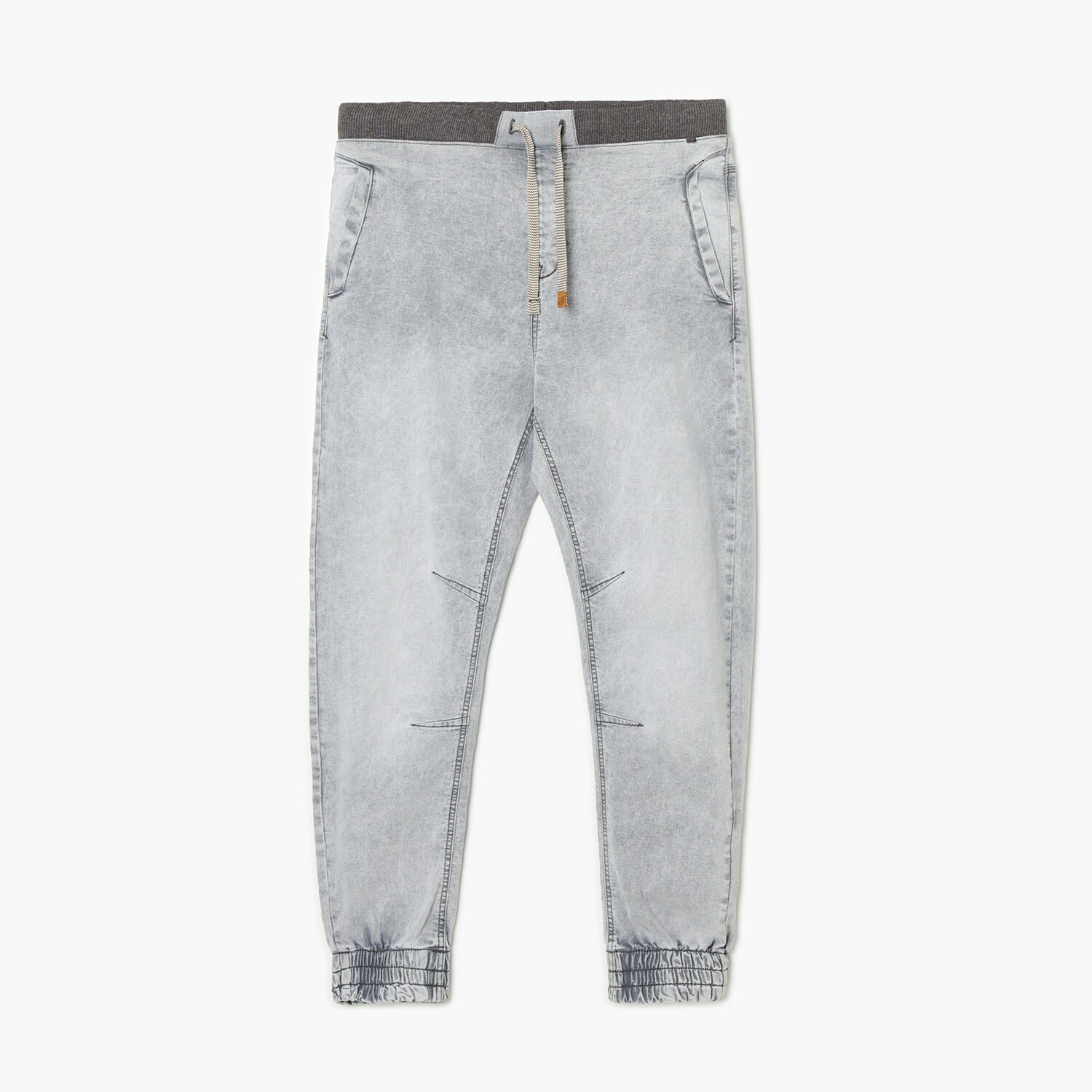 Cropp - Denim joggers with wash effect - Светло сиво