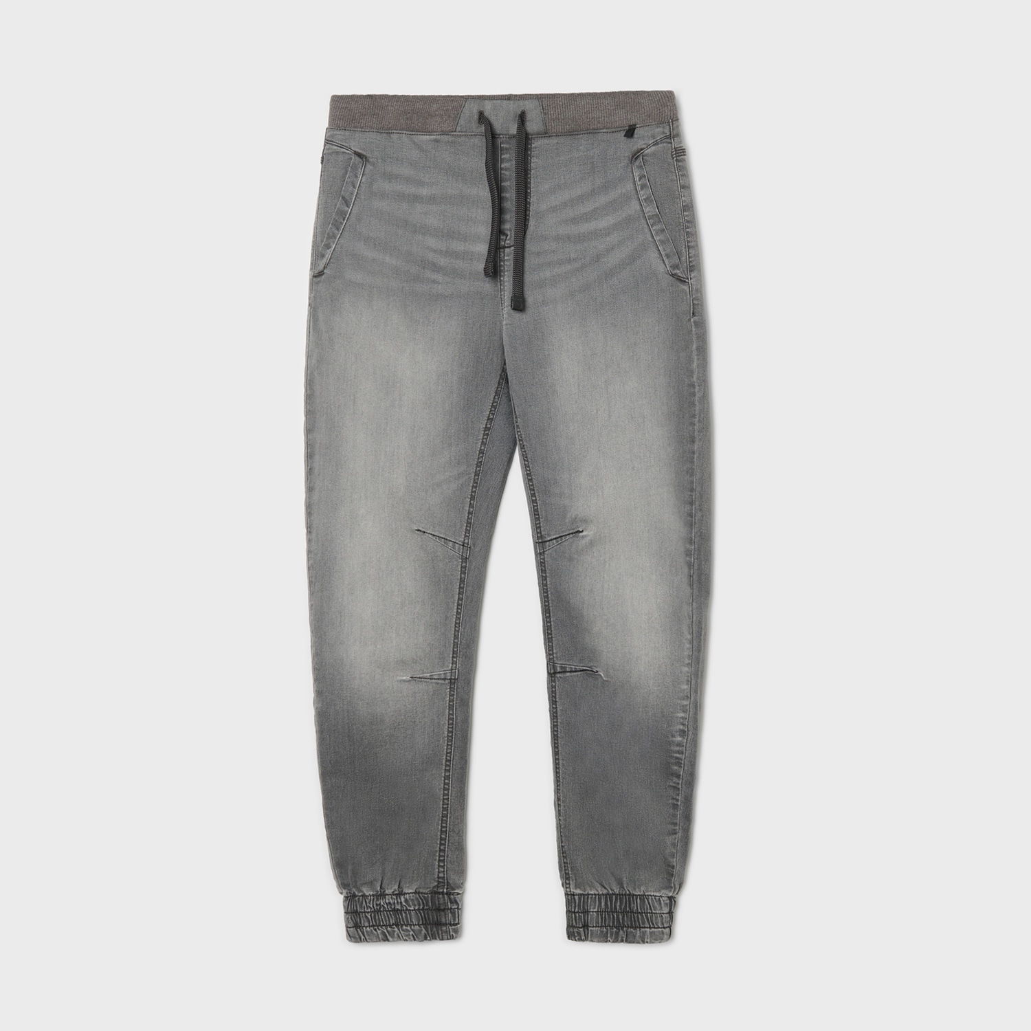Cropp - Denim joggers with wash effect - сив