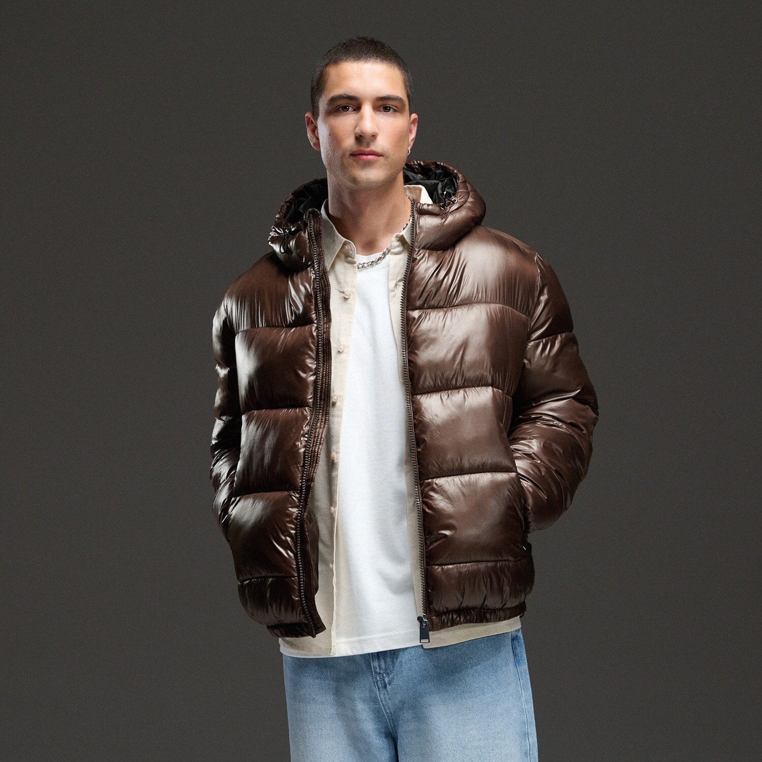 Cropp - Яке puffer с качулка - кaфяв