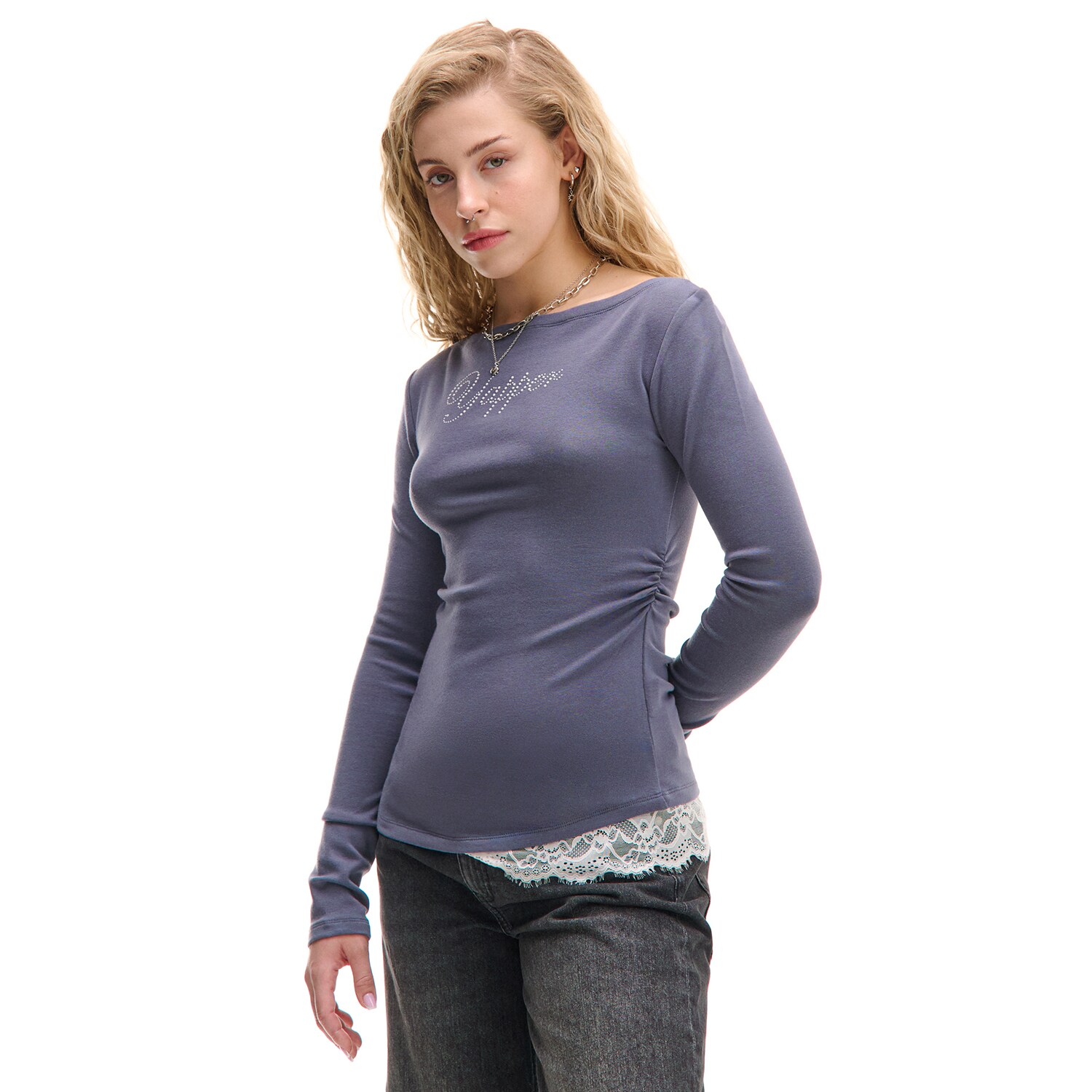 Cropp - Блуза с дълъг ръкав - тъмносиво