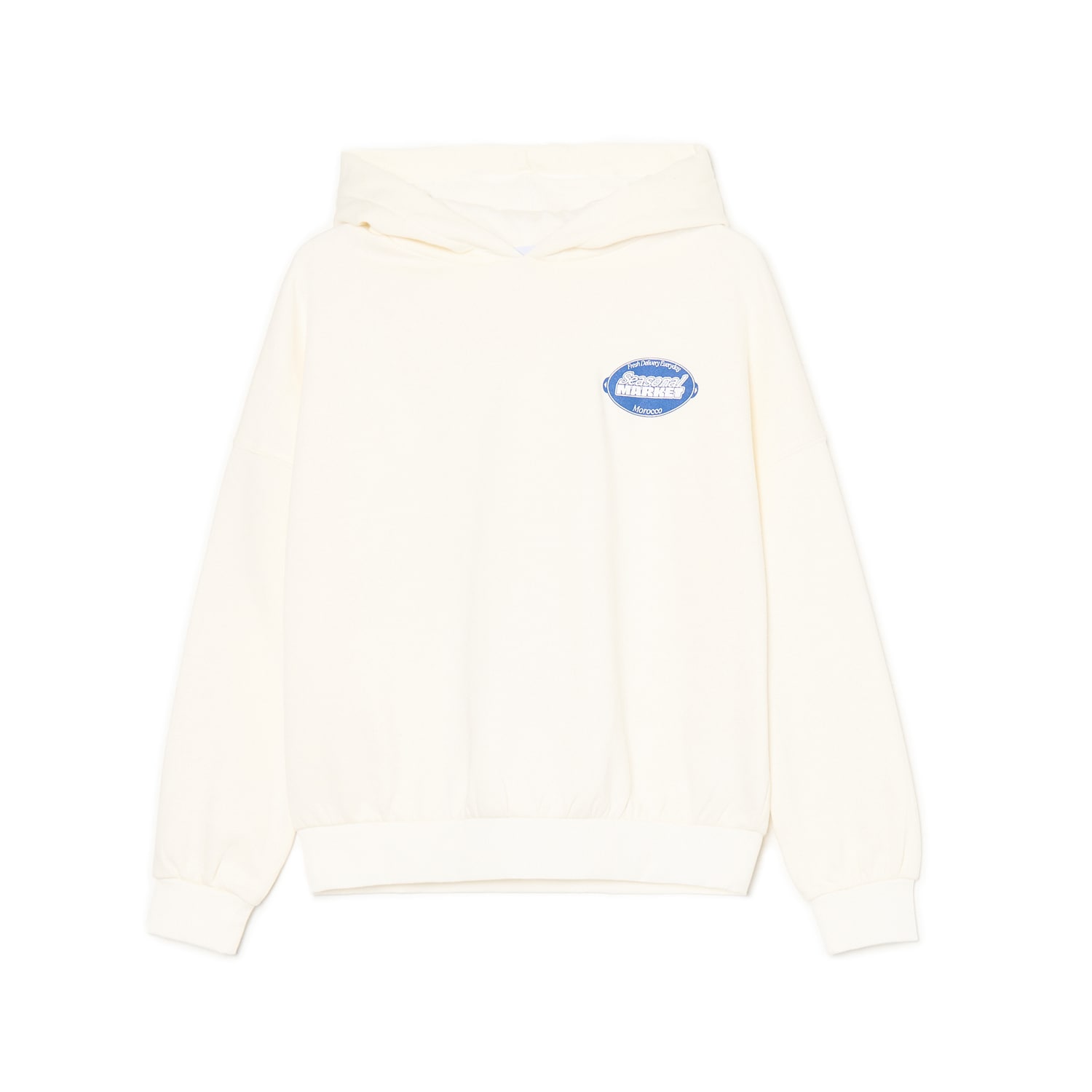 Cropp - Суитшърт с качулка и принт - бял