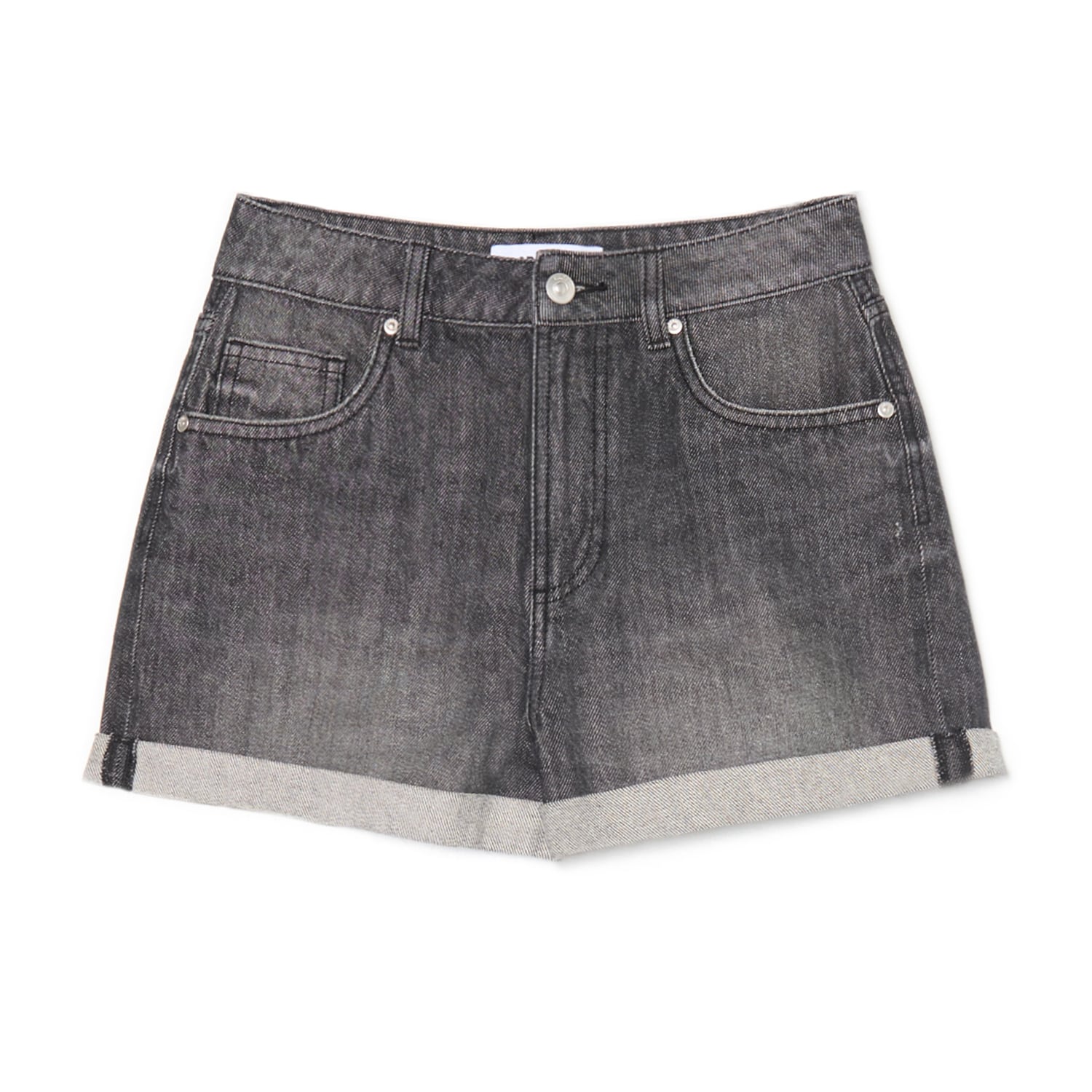 Cropp - Džínové kraťasy s ohrnutým lemem - černý