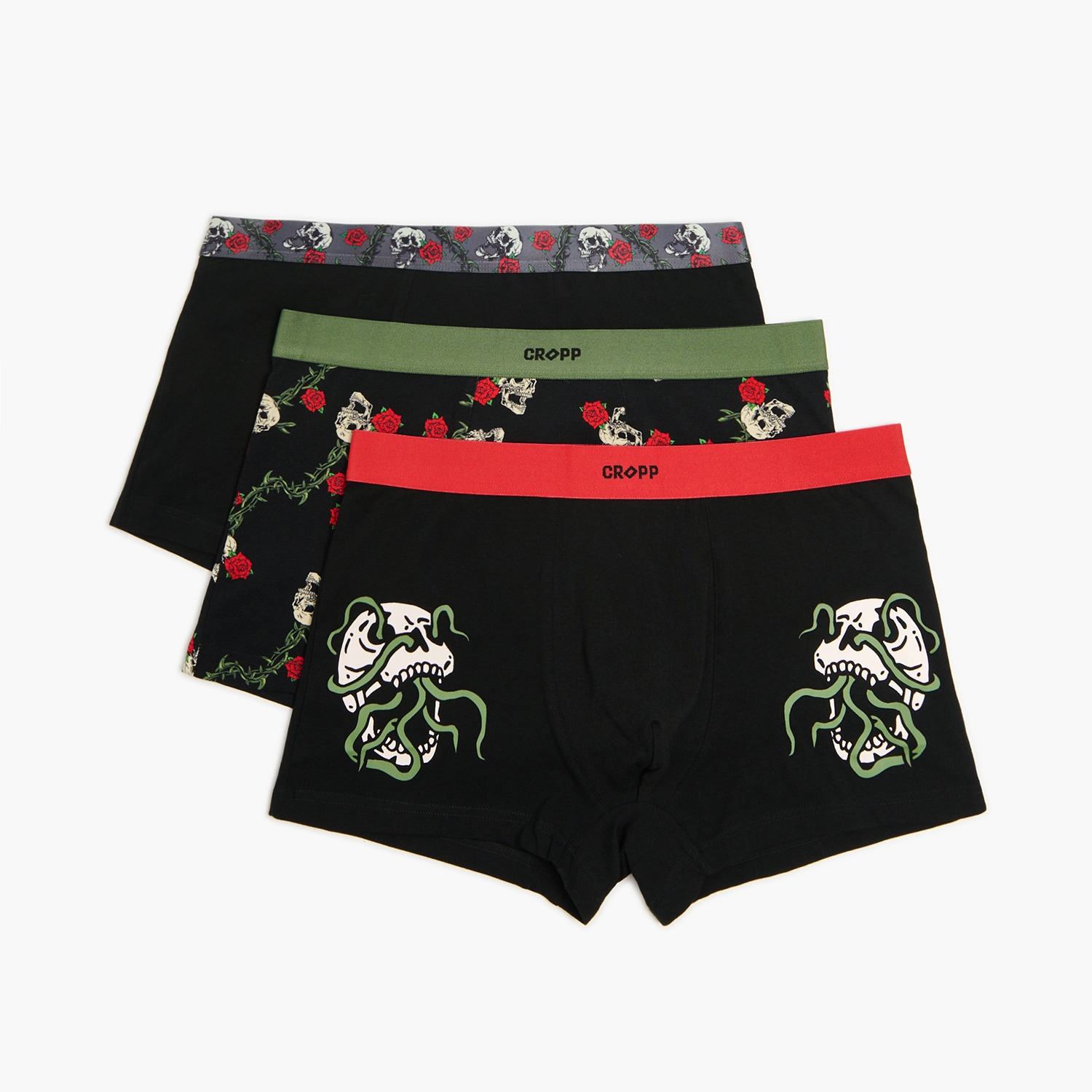 Cropp - Sada 3 kusů boxerek s potiskem - černý