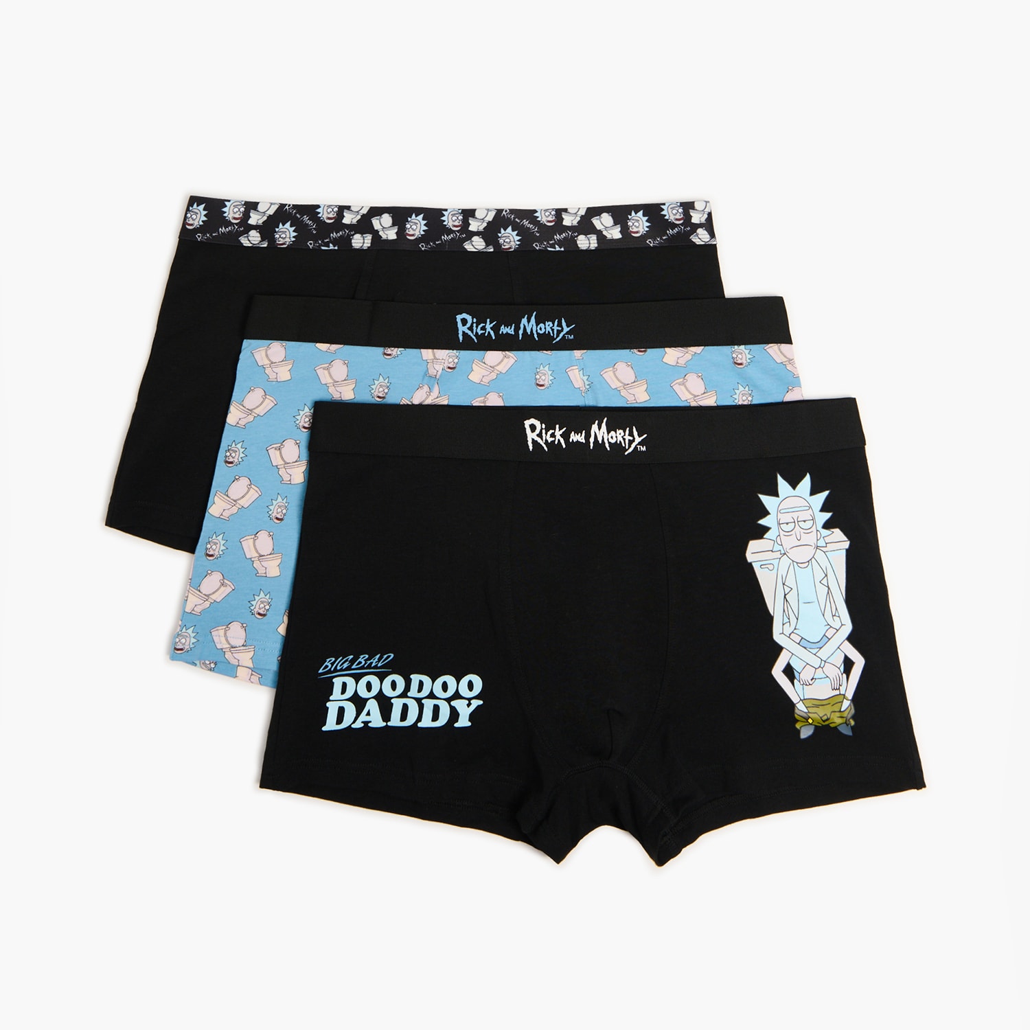 Cropp - Sada 3 kusů boxerek s potiskem Rick and Morty - černý