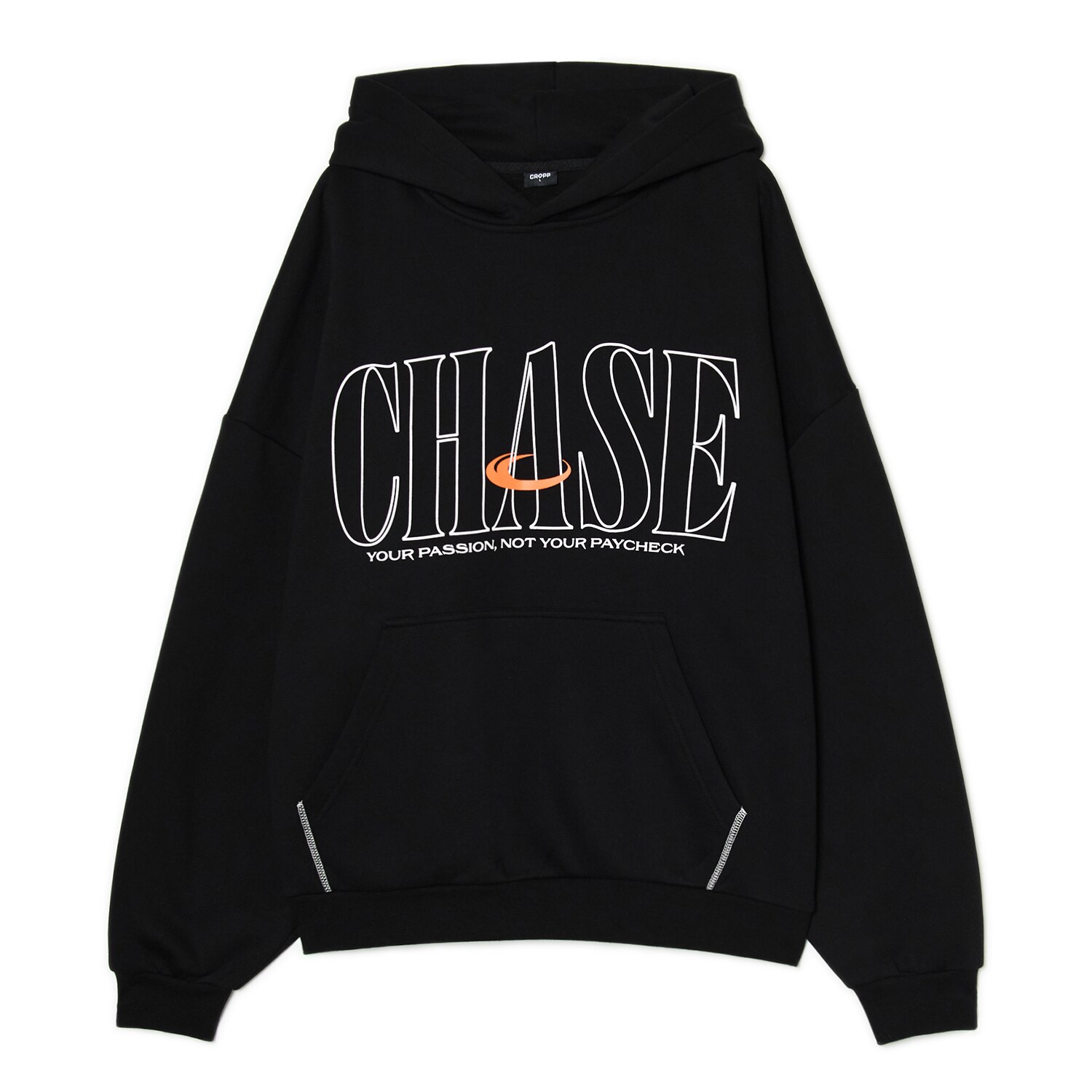 Cropp - Černá mikina s kapucí a potiskem - černý