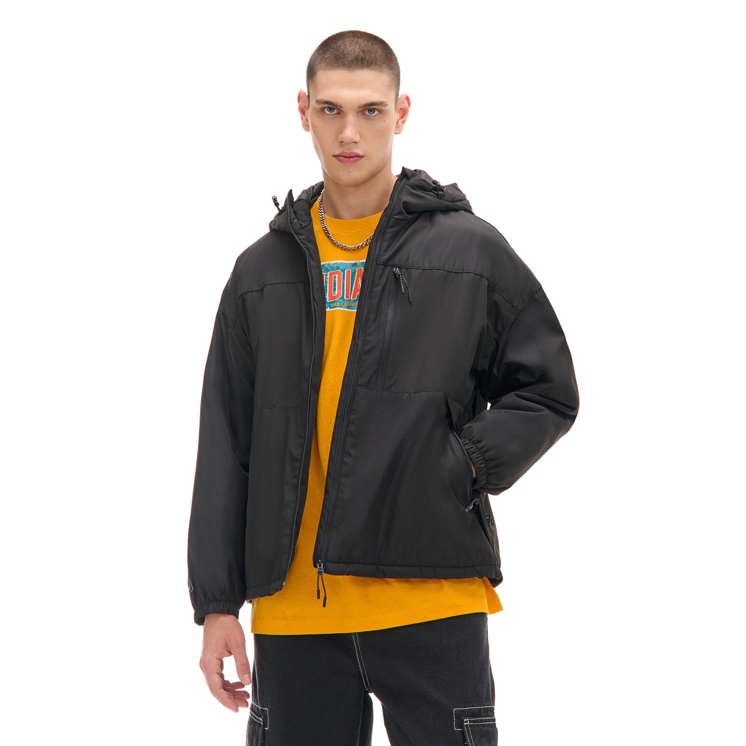 Cropp - Černá bunda s kapucí - černý