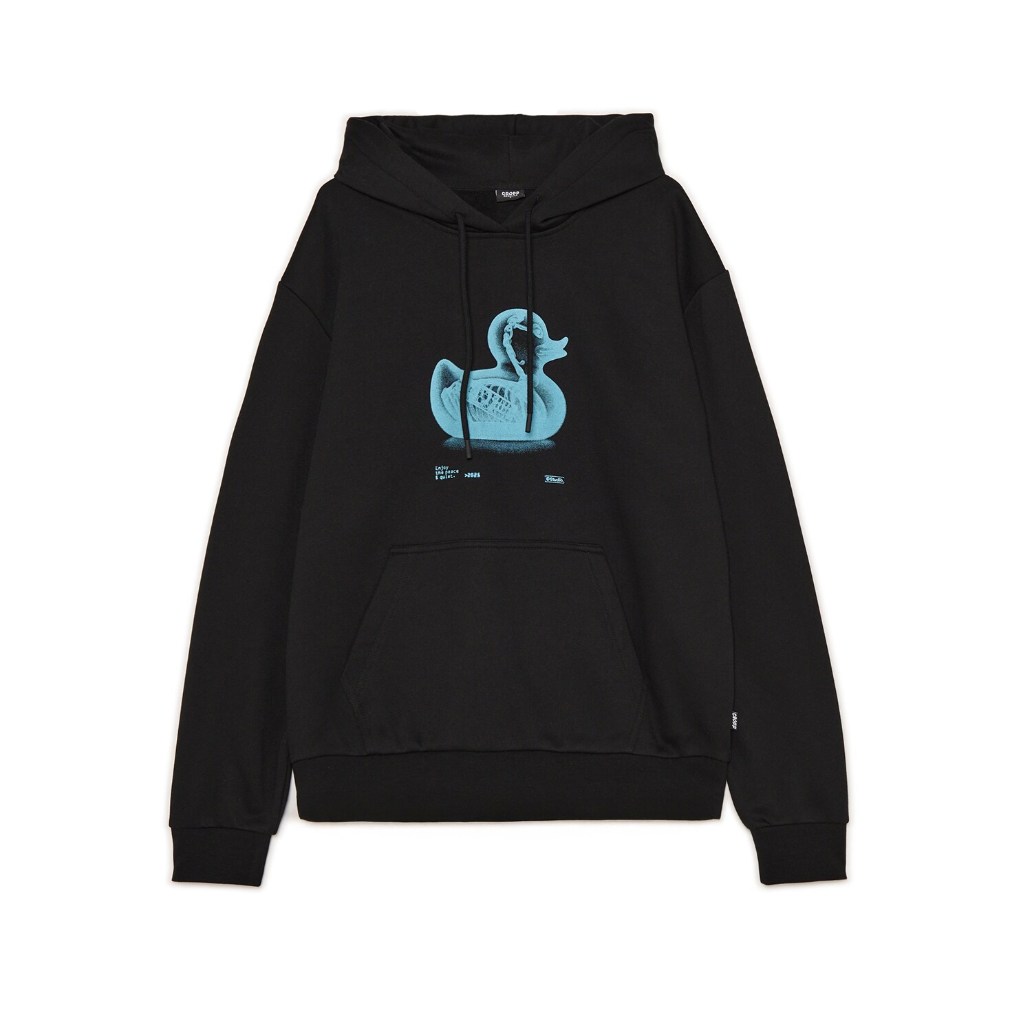 Cropp - Černá mikina s kapucí a potiskem - černý