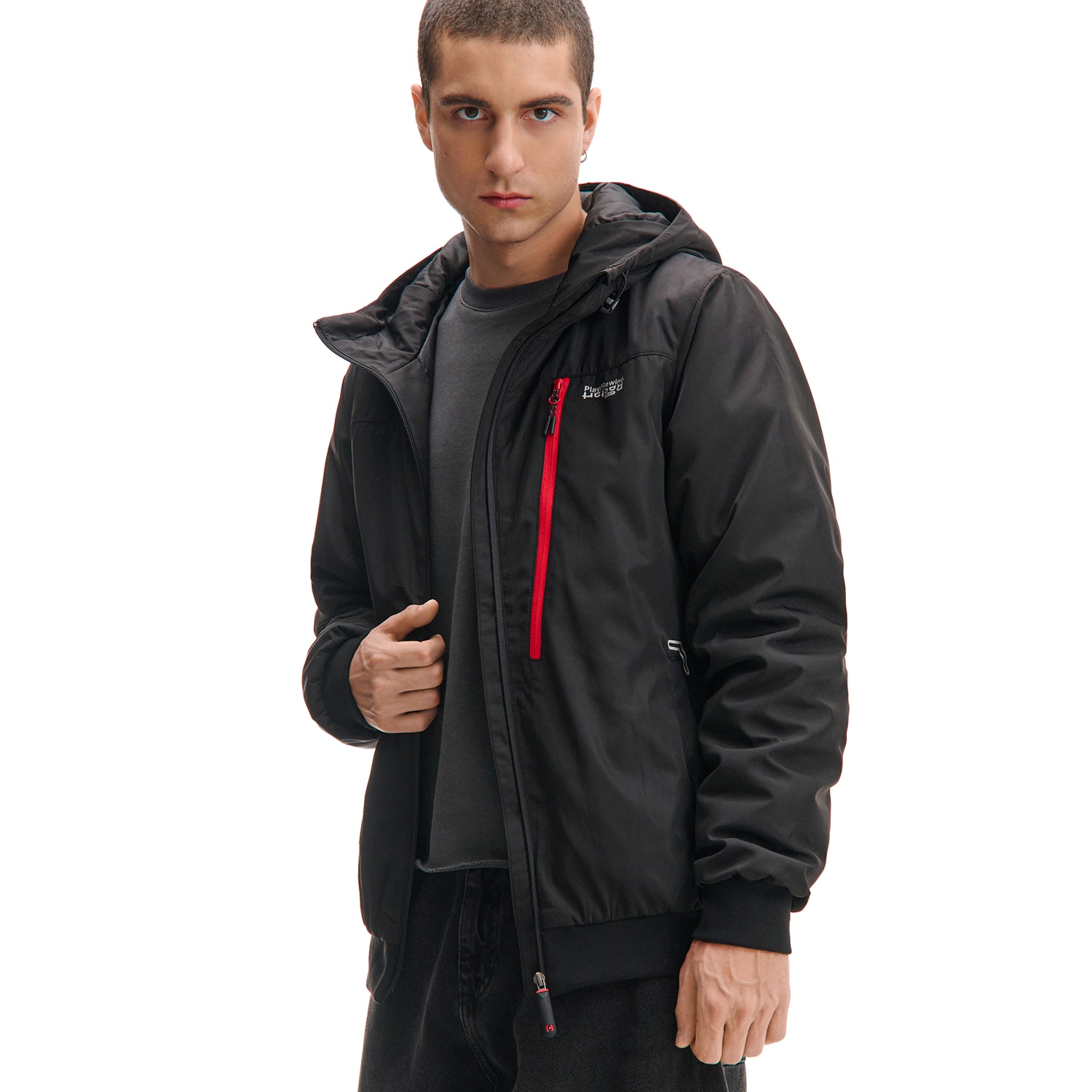 Cropp - Černá bunda s kapucí - černý