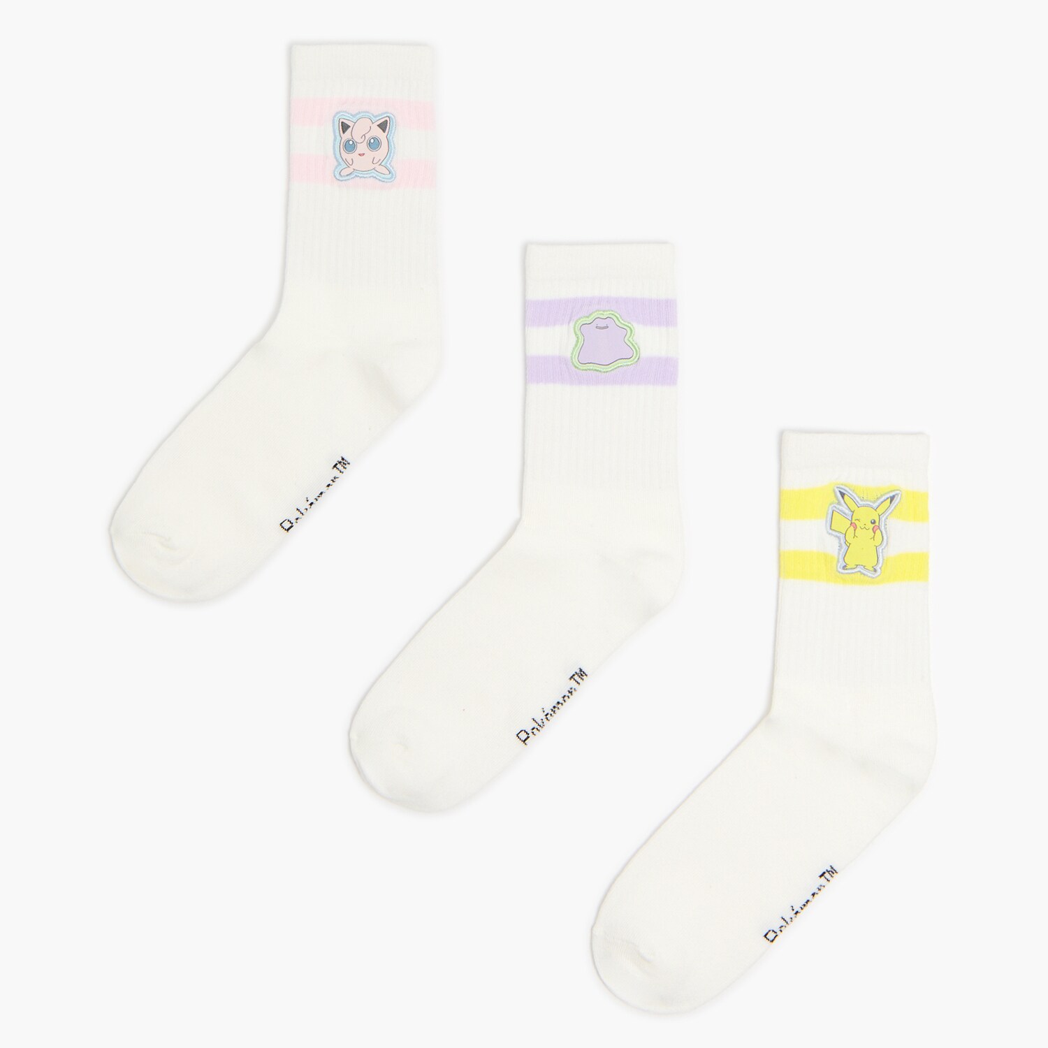 Cropp - Sada 3 párů ponožek Pokémon - bílá