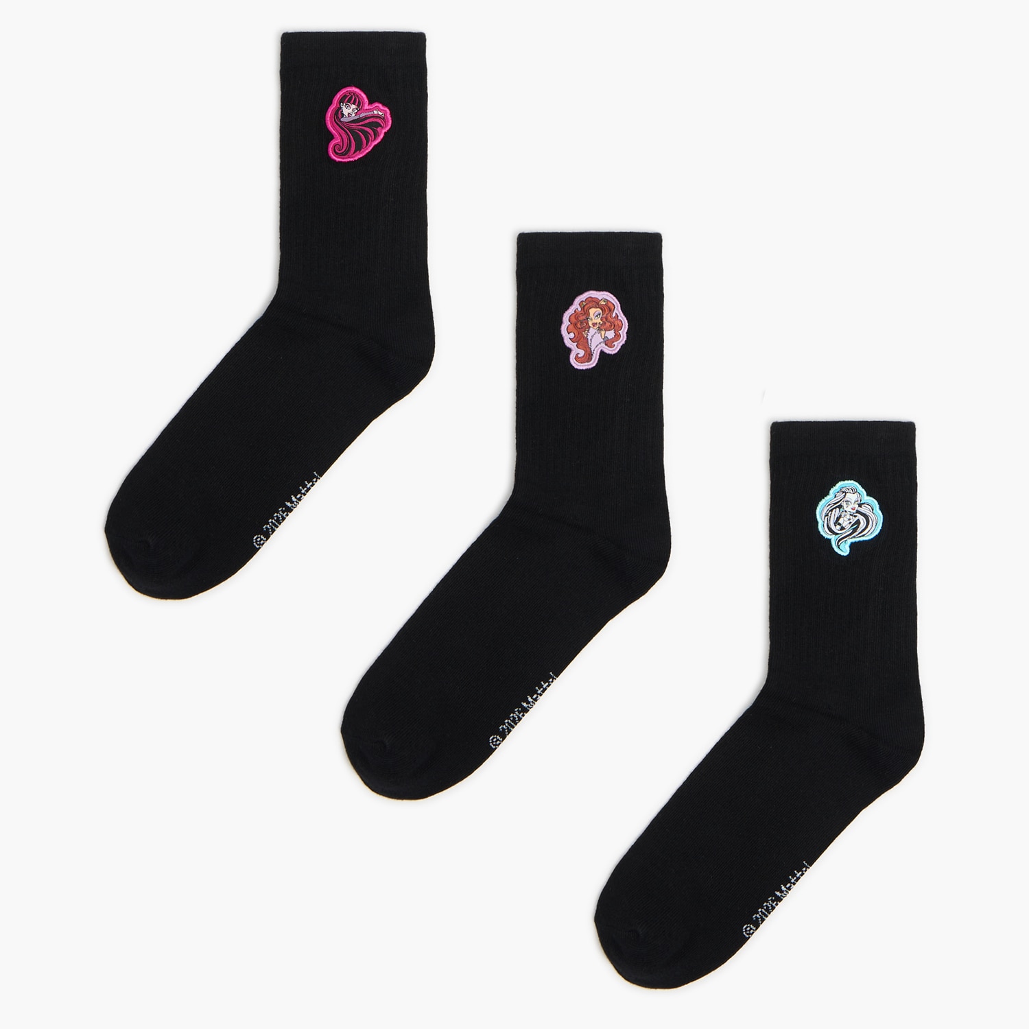Cropp - Sada 3 párů ponožek s výšivkou Monster High - černý