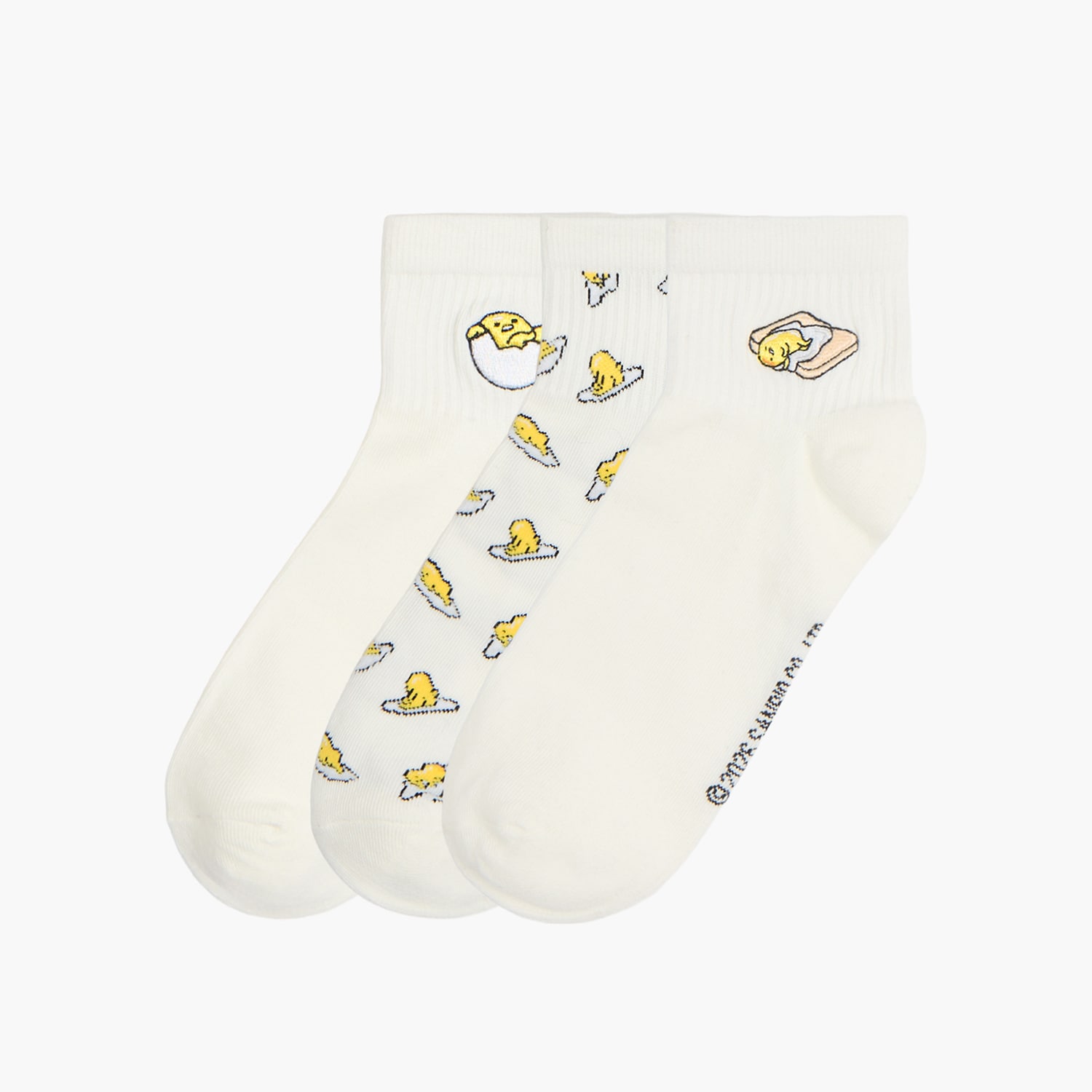 Cropp - Sada 3 párů ponožek Gudetama - bílá