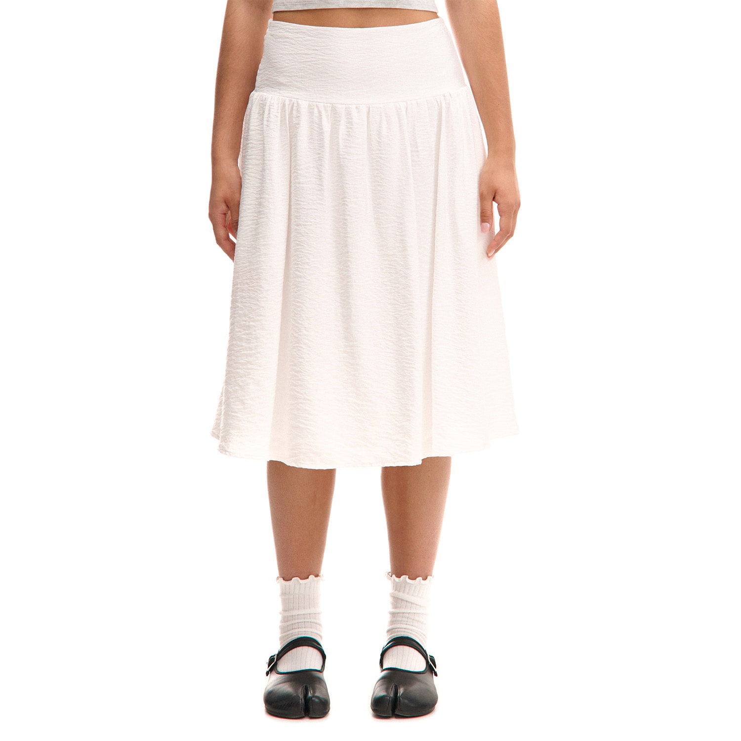 Cropp - Zvonová sukně s kapsami - bílá