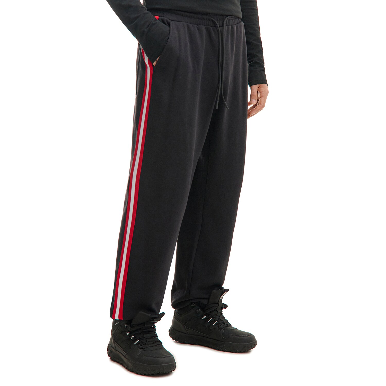 Cropp - Teplákové kalhoty joggers s postranními pruhy - černý