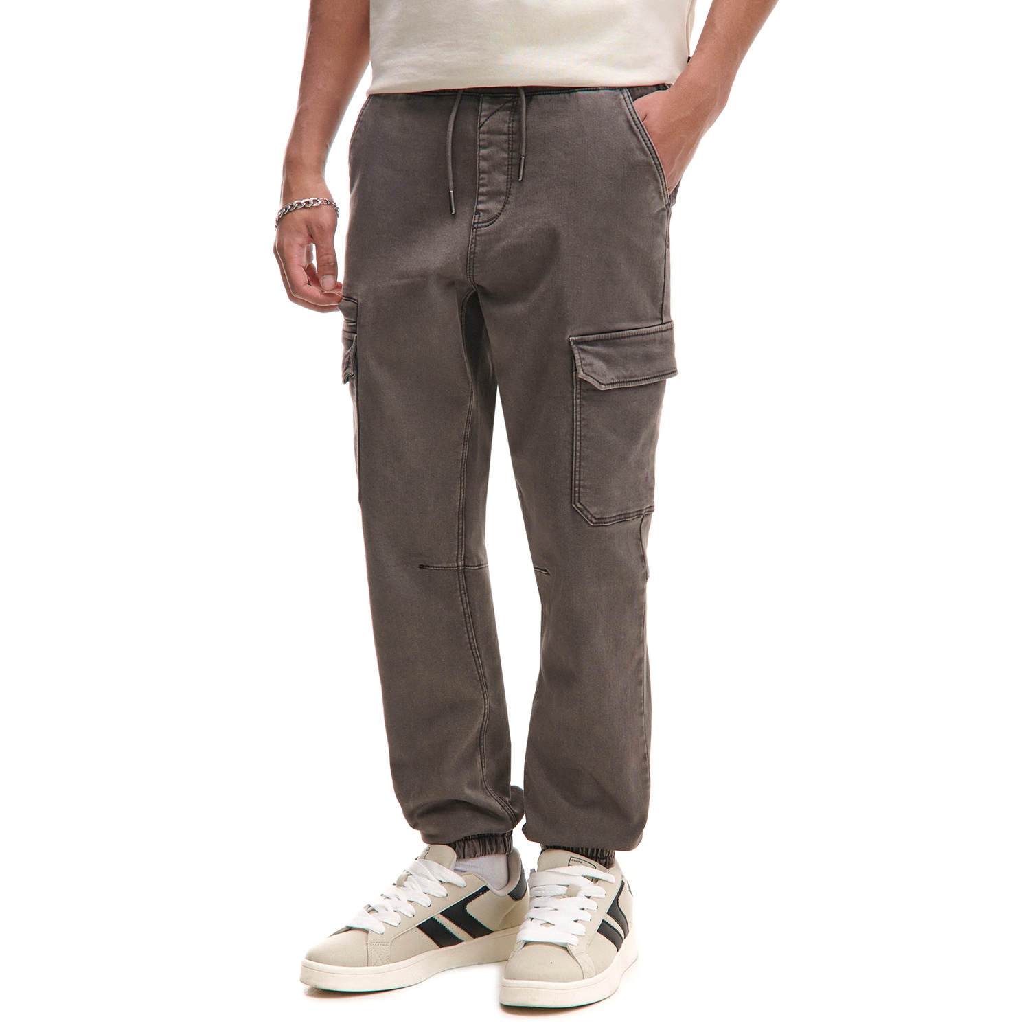 Cropp - Kalhoty joggers s cargo kapsami - tmavě šedá