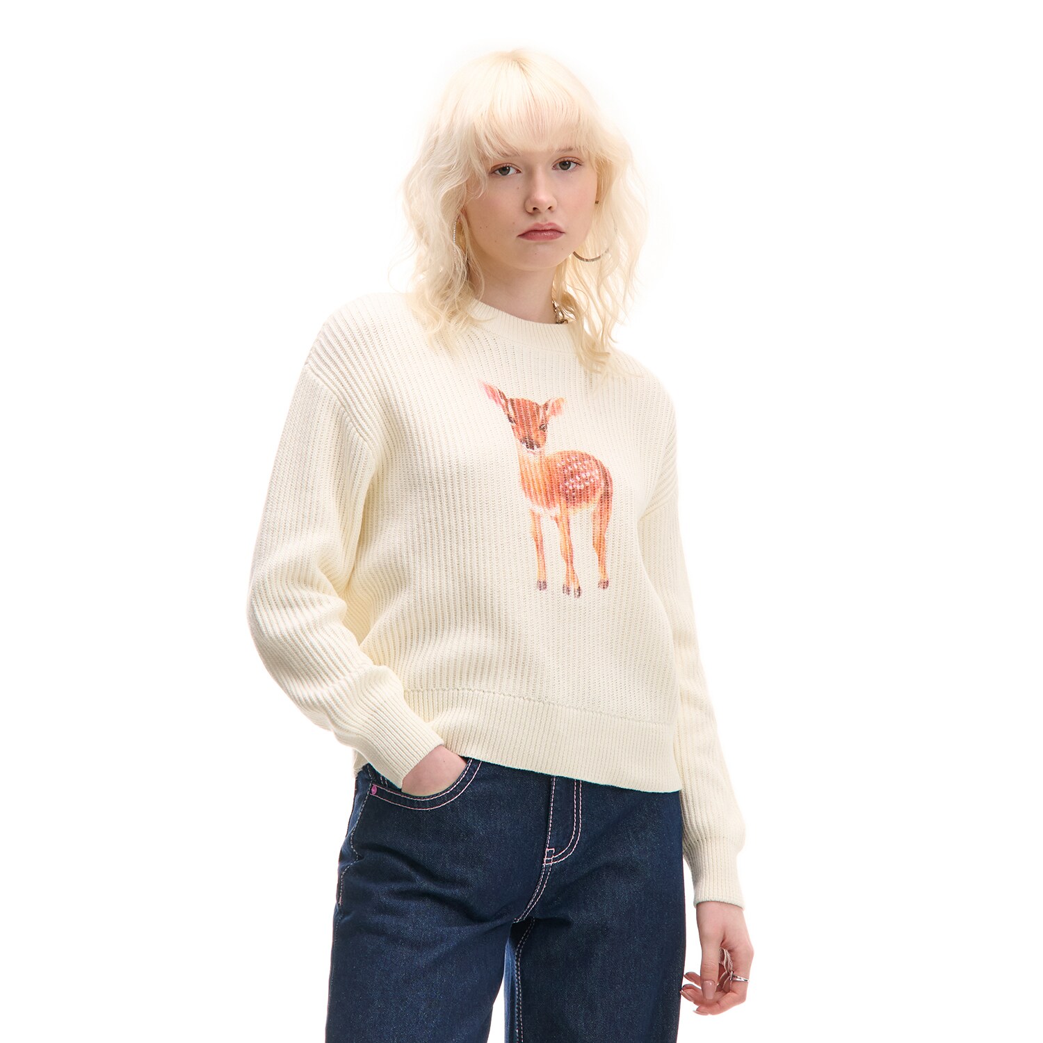 Cropp - Svetr s potiskem - béžová