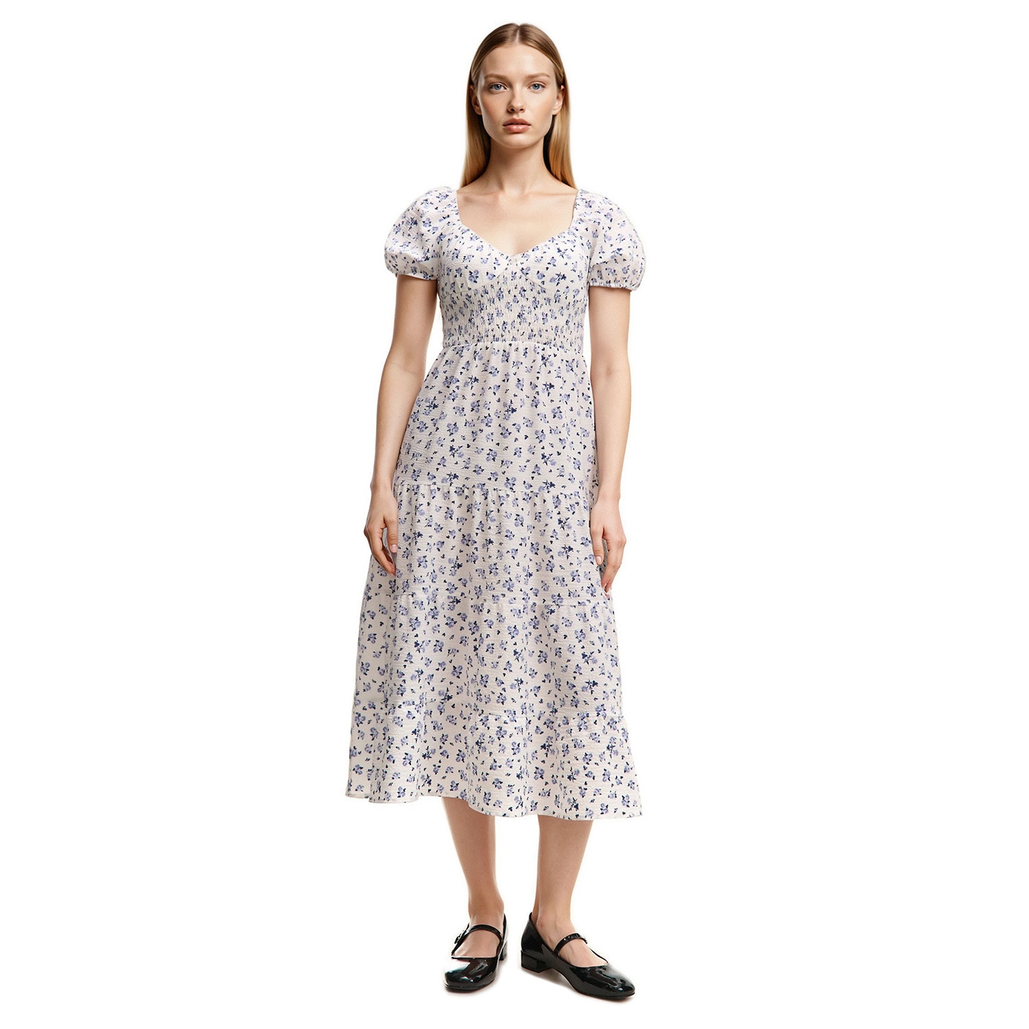 Cropp - Květované maxi šaty - bílá