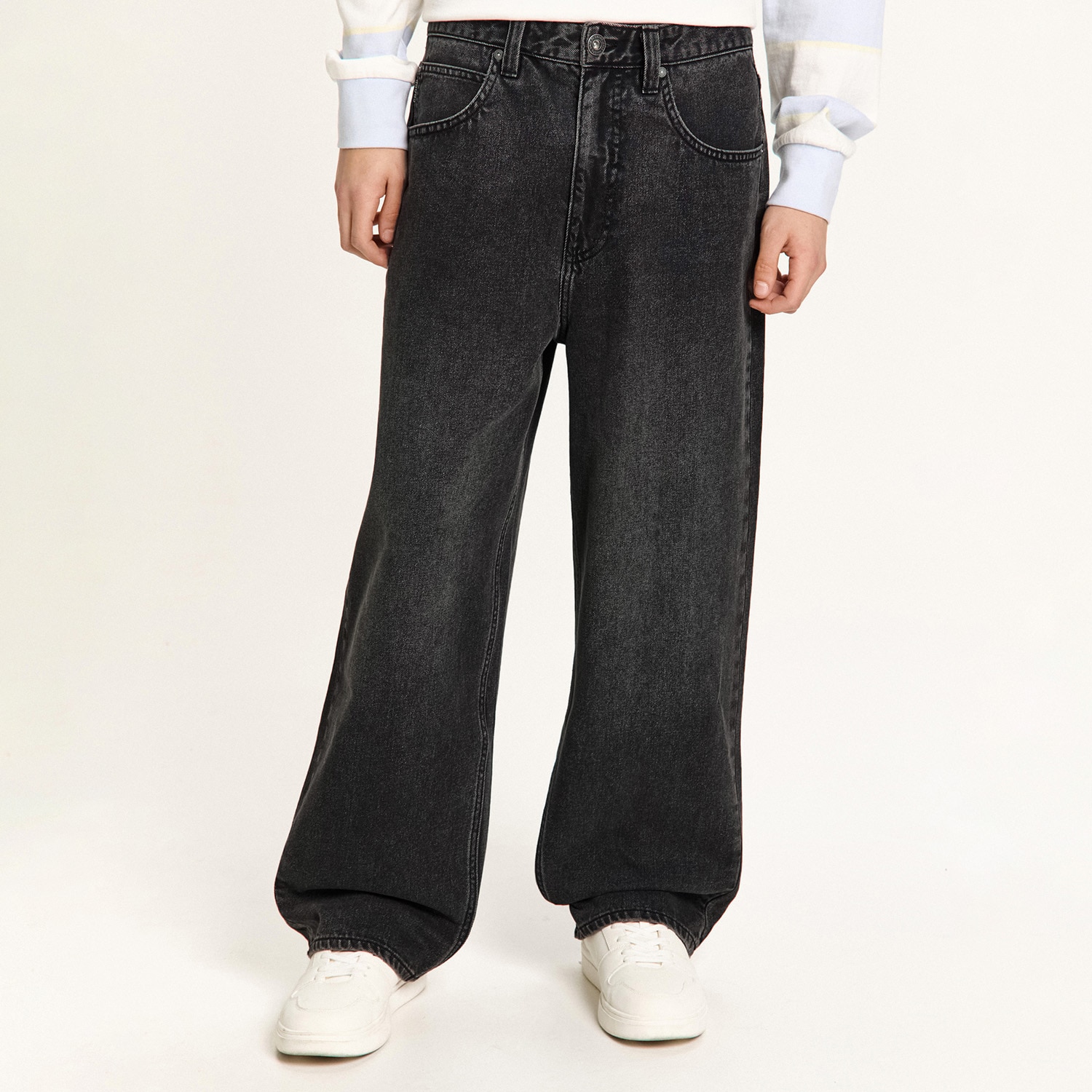 Cropp - Džíny super baggy se sepraným efektem - černý