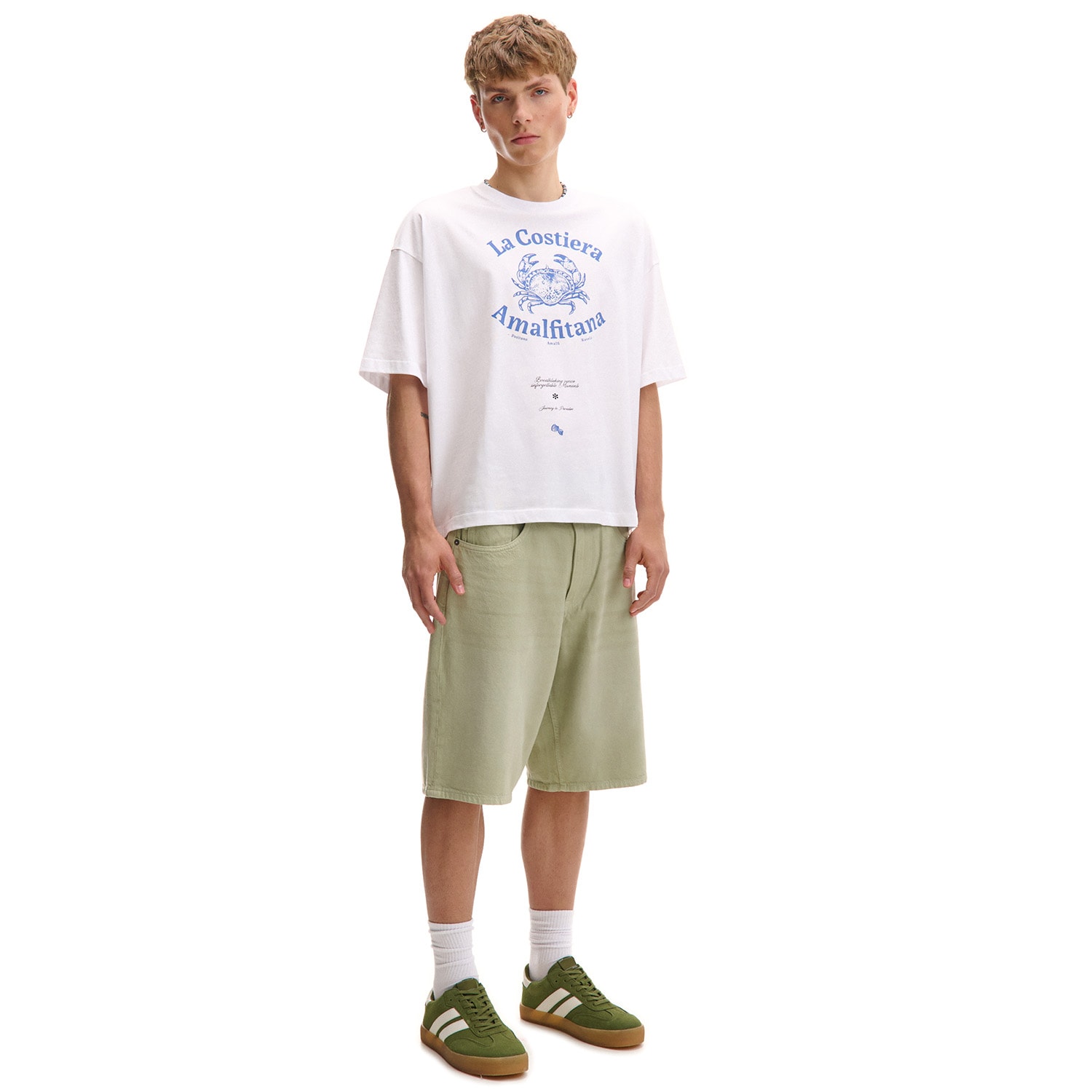 Cropp - Džínové šortky - zelená