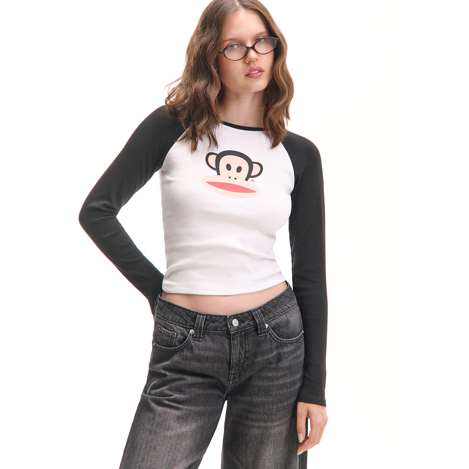 Cropp - Halenka s raglánovými rukávy Julius the Monkey Paul Frank - bílá